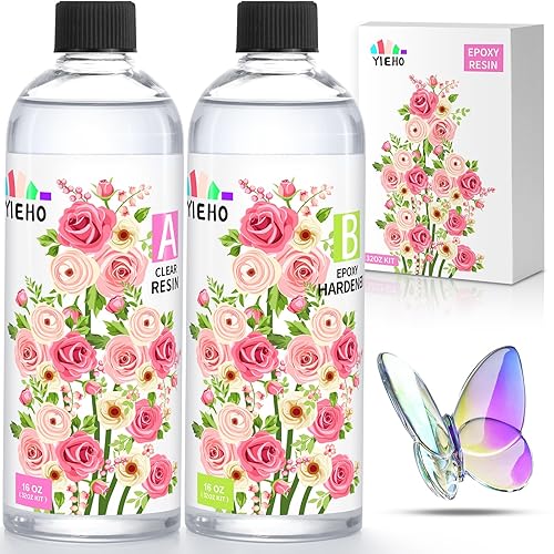 Resina epoxi de 32 onzas, resina de fundición de arte transparente y endurecedor duro sin amarillamiento, resina epoxica transparente, perfecta para