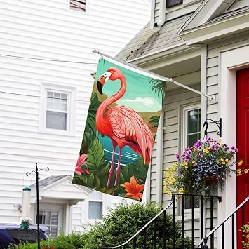 Flag 3x5 Ft Fade Resistant Flags for Outside Decorative Banner Tropical Flamingo Garden Flags Double Sided House Flag Wall Banners with Brass Grommets Funny Backdrop for Lawn Porch