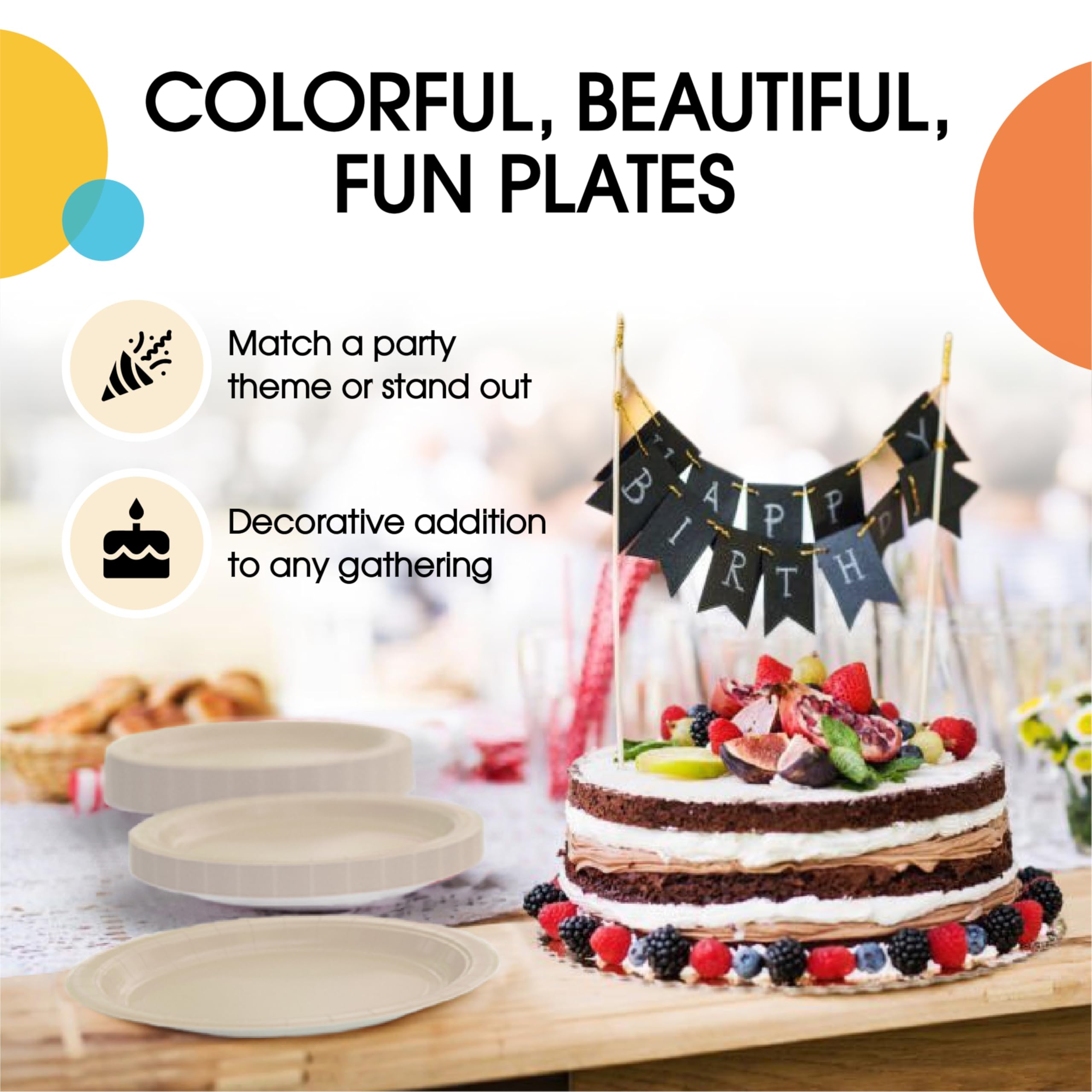 Exquisite Juego de 100 platos desechables de papel marfil de 50 a 7 pulgadas y 50 a 9 pulgadas, platos desechables de color marfil para fiestas, platos desechables resistentes para fiestas