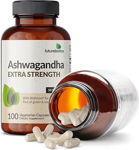 Miniatura 6 de Futurebiotics Ashwagandha - Soporte extra fuerte para el estrés y el estado de ánimo con BioPerine - Fórmula sin OMG, 100 cápsulas vegetarianas