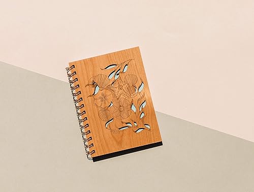 Miniatura 5 de Tidepools Sea Life Blank Writing Journal Spiral Hardcover Ocean Notebook for Mom, Dad, Small Daily Gratitude Mindfulness Diary for Women, Men, Wood