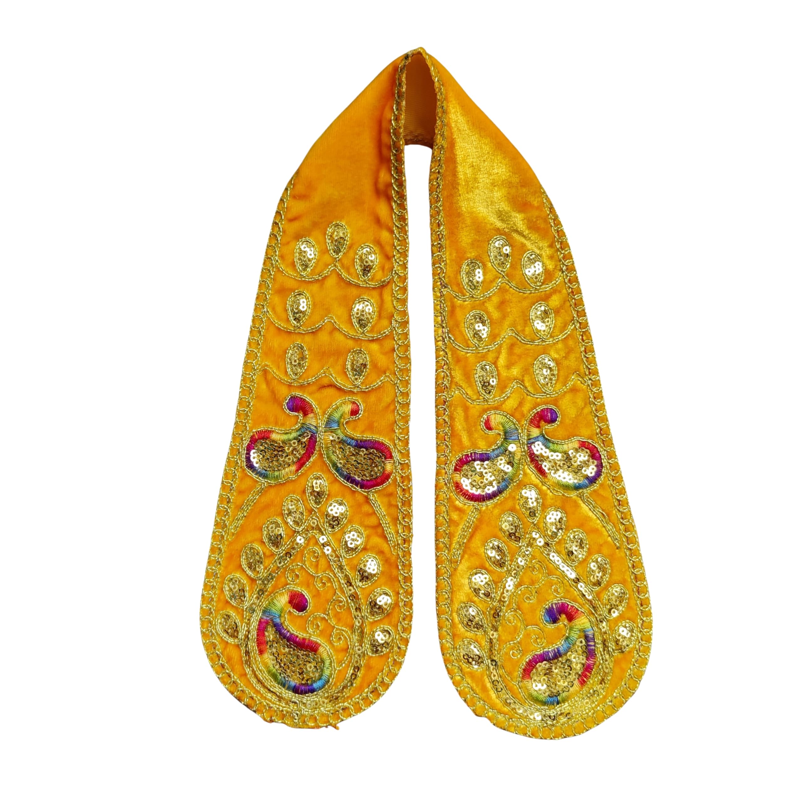 PUNYATVA Ganpati Shela in Velvet (Yellow) – Khes, Patka, Uparna Vastra for Gauri Ganpati, Ganesh Chaturthi, Varalakshmi Vratam, Navratri, Durga Puja, Decoration Accessories for Idols, God Dress