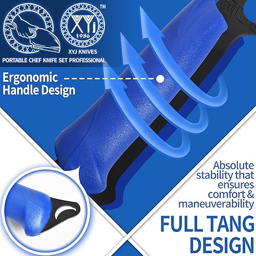Miniatura 4 de XYJ Juego de cuchillos de chef portátiles profesionales, desde 1986, cuchillo para deshuesar para acampar, cuchillos de carnicero con funda de