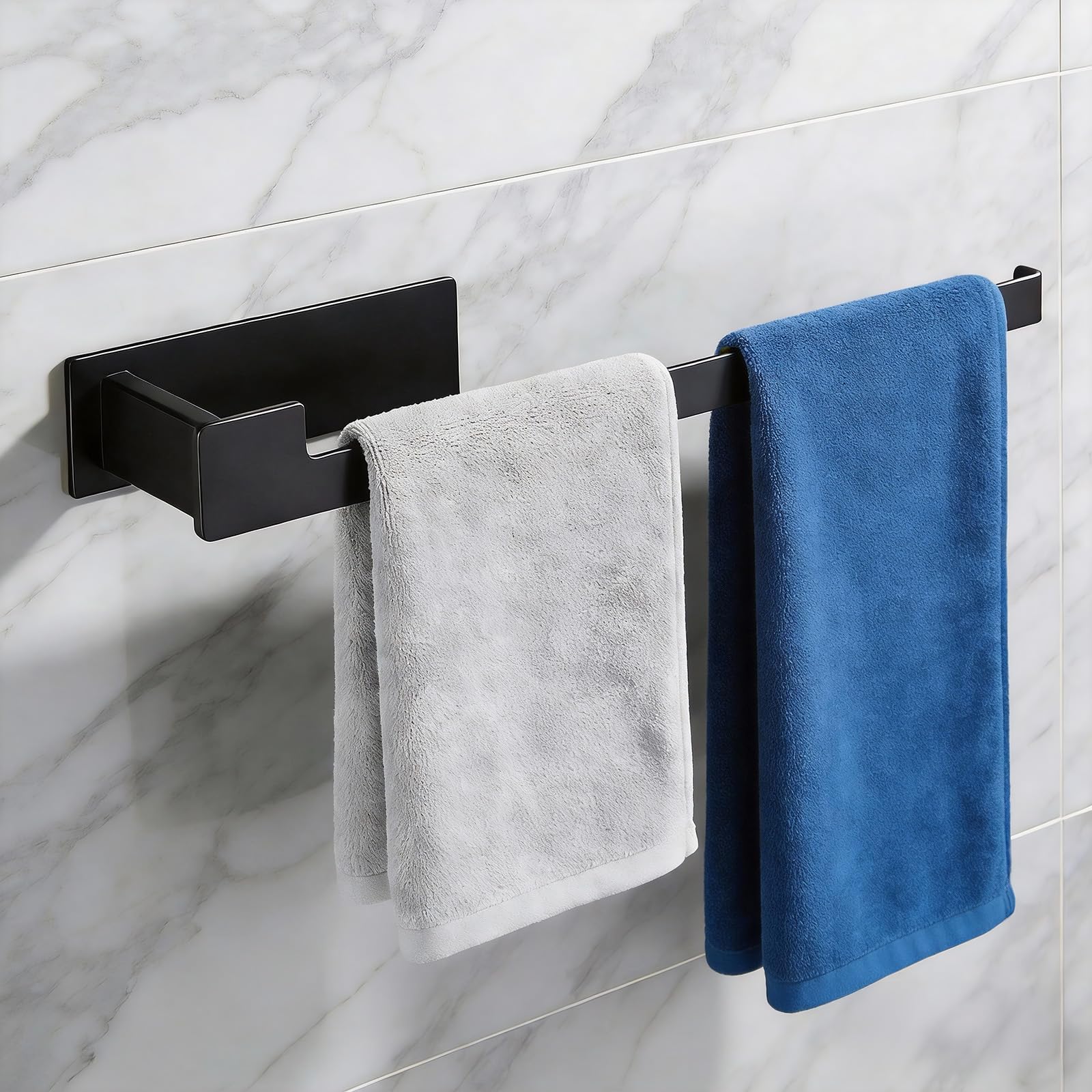 Porta Asciugamani Bagno Nero Opaco Adesivo Senza Fori - Portasciugamani da Parete 33 cm Acciaio Inox 304 Autoadesivo Forte Impermeabile per Bagno e Cucina - silttble