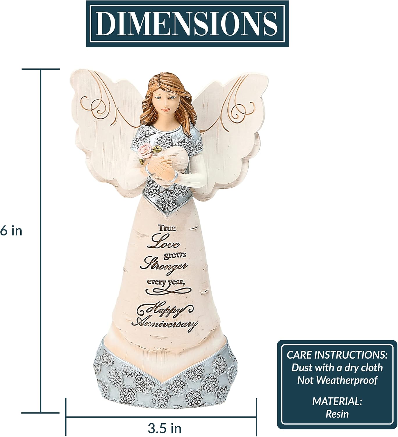 Pavilion- Anniversary - 6" Angel Holding Heart,Beige - Image 3