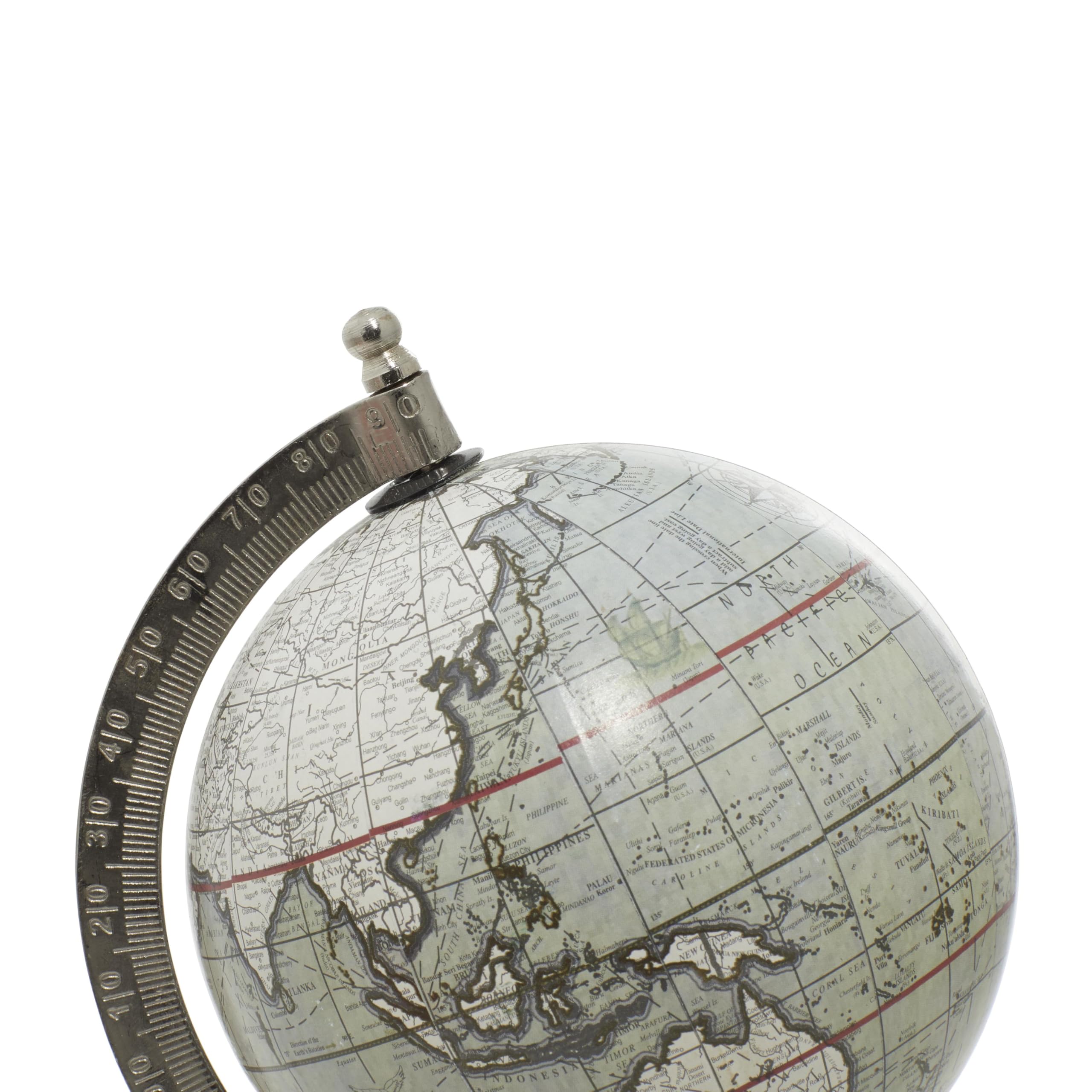 GLOBO TERRAQUEO NEGRO CON PLATA BASE CROMADA 14CM. ESTUDIANTES GLOBOS