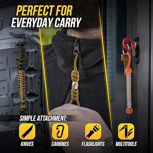 Miniatura 8 de M-Tac - Cordones para cuchillos con cuentas, cordón de paracaídas, cordón táctico para cuchillo, Zeus (oliva)