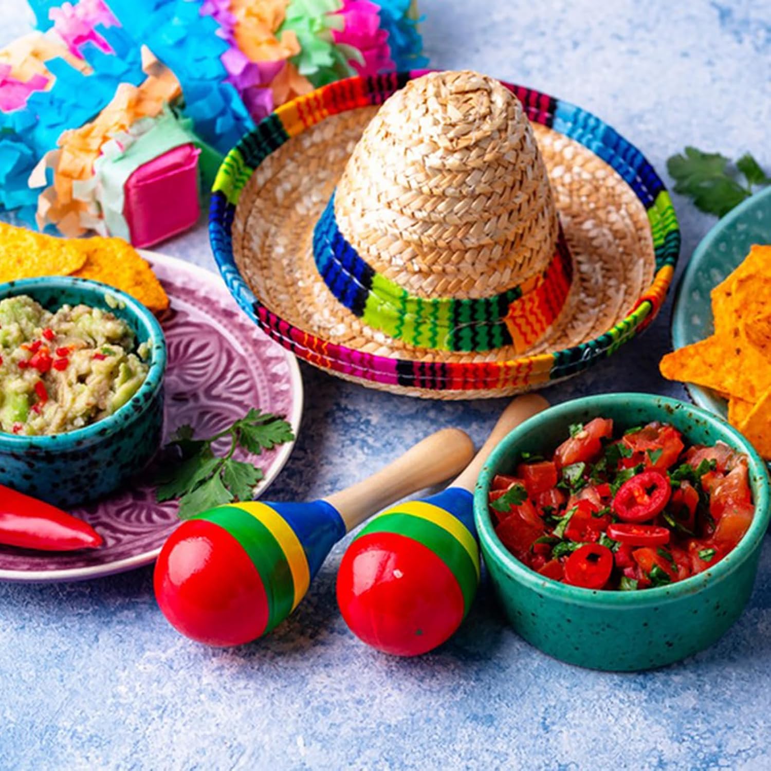 Frcctre 12 Pack Mini Mexican Hat Natural Straw Sombrero Party Hats, 5.5 Inch Carnival Mexican Birthday Cinco de Mayo Costume Hats Party Dolls Pets Decoration