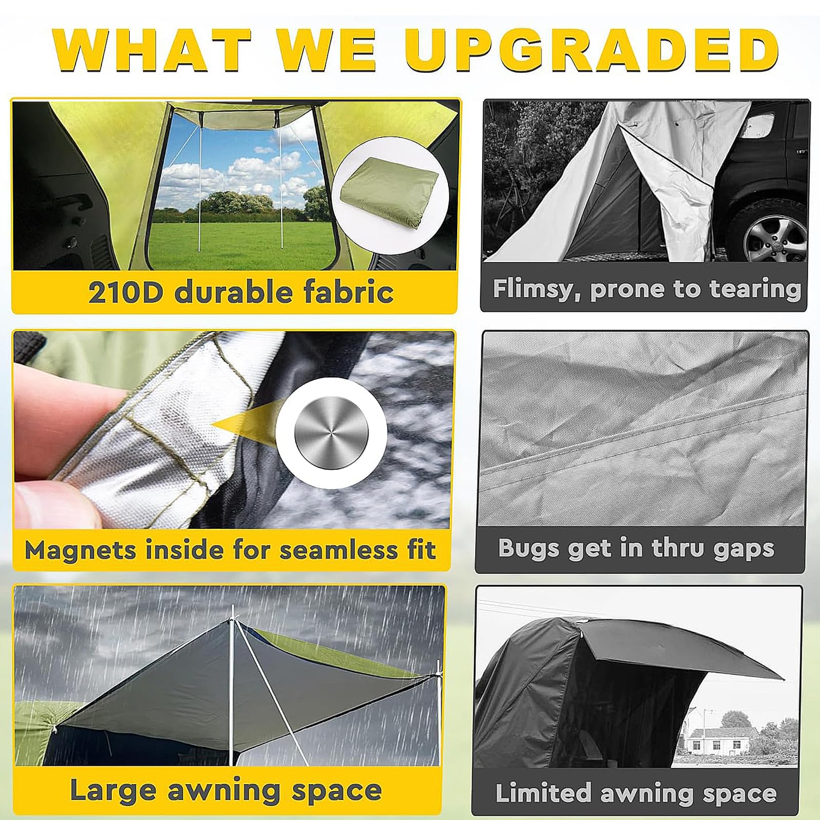 Tienda de campaña Trasera para Coche con mosquitera, Toldo Impermeable para Camping, para SUV, toldo para Camping y Aventuras al Aire