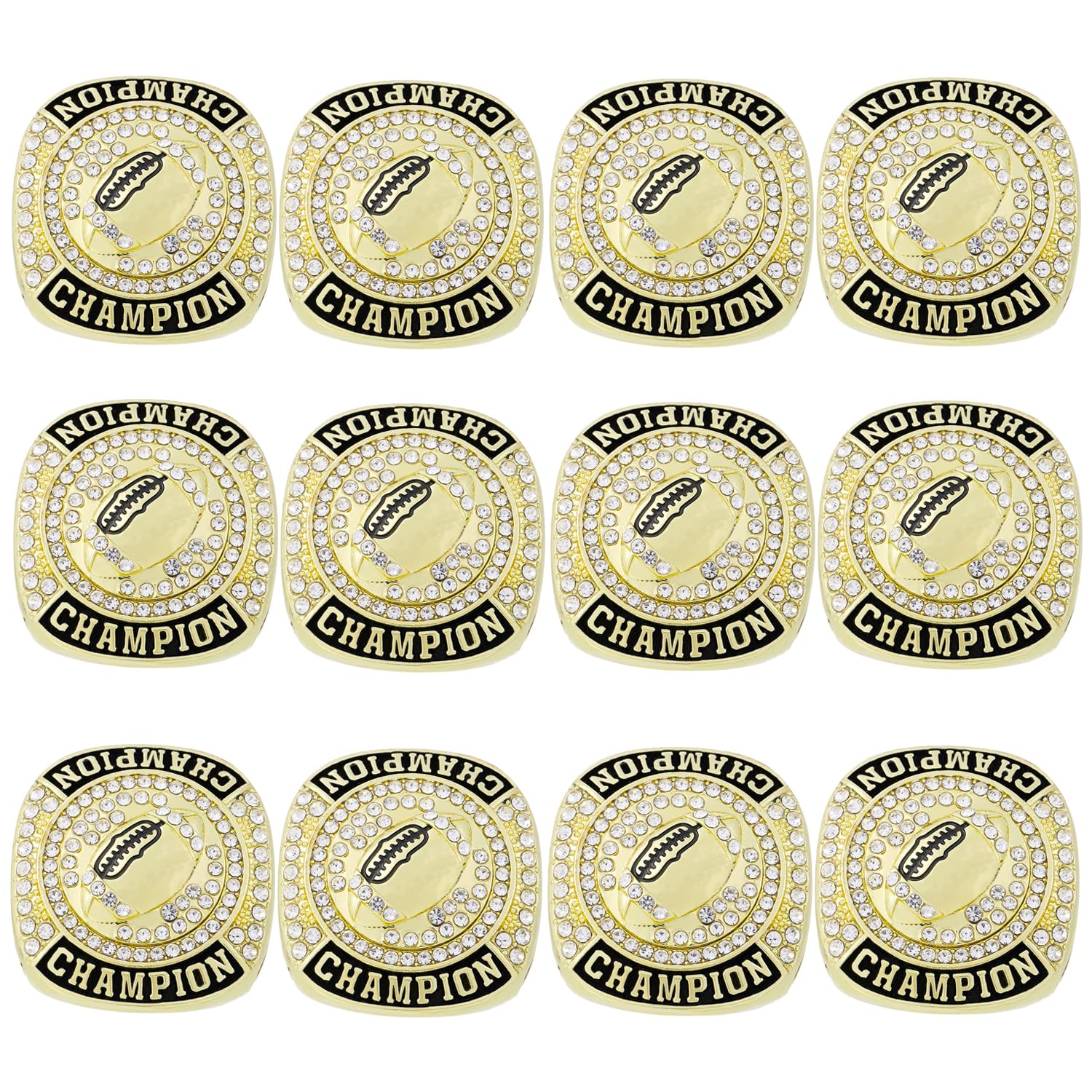 12 Stück Fußball Meisterschaft Ring Fußball Ring Trophäe Award Geschenk für Turnier oder Liga Champion Gewinner , von Größe 7 bis 10