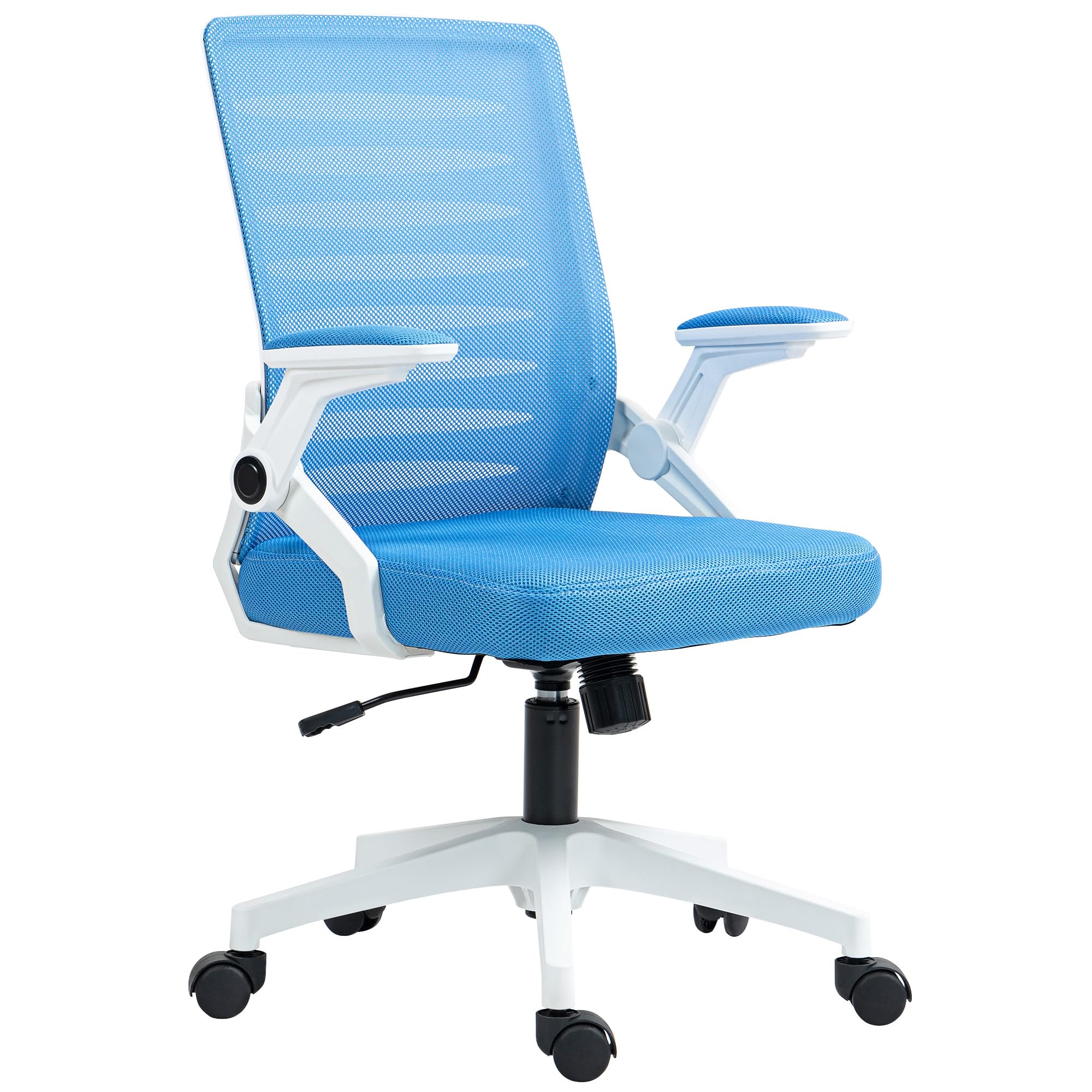 Vinsetto Sedia Ergonomica Ufficio Girevole 54x54x89-99 cm Bianca e Azzurra