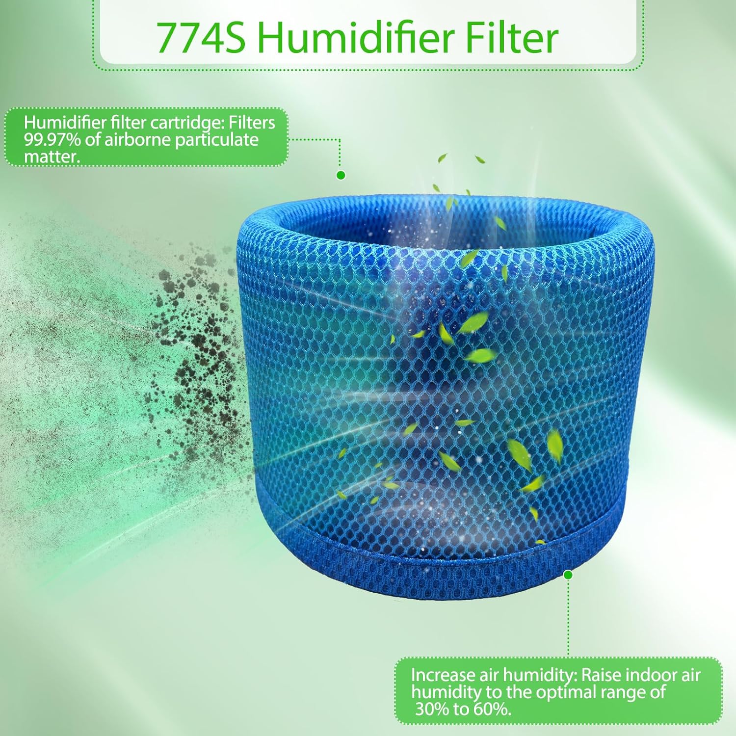 4-Pack 774S Replacement Filter Cartridges Compatible with DREO Humidifier High-Molecular Resin 3D Weave Upgraded Replacement Cartridges