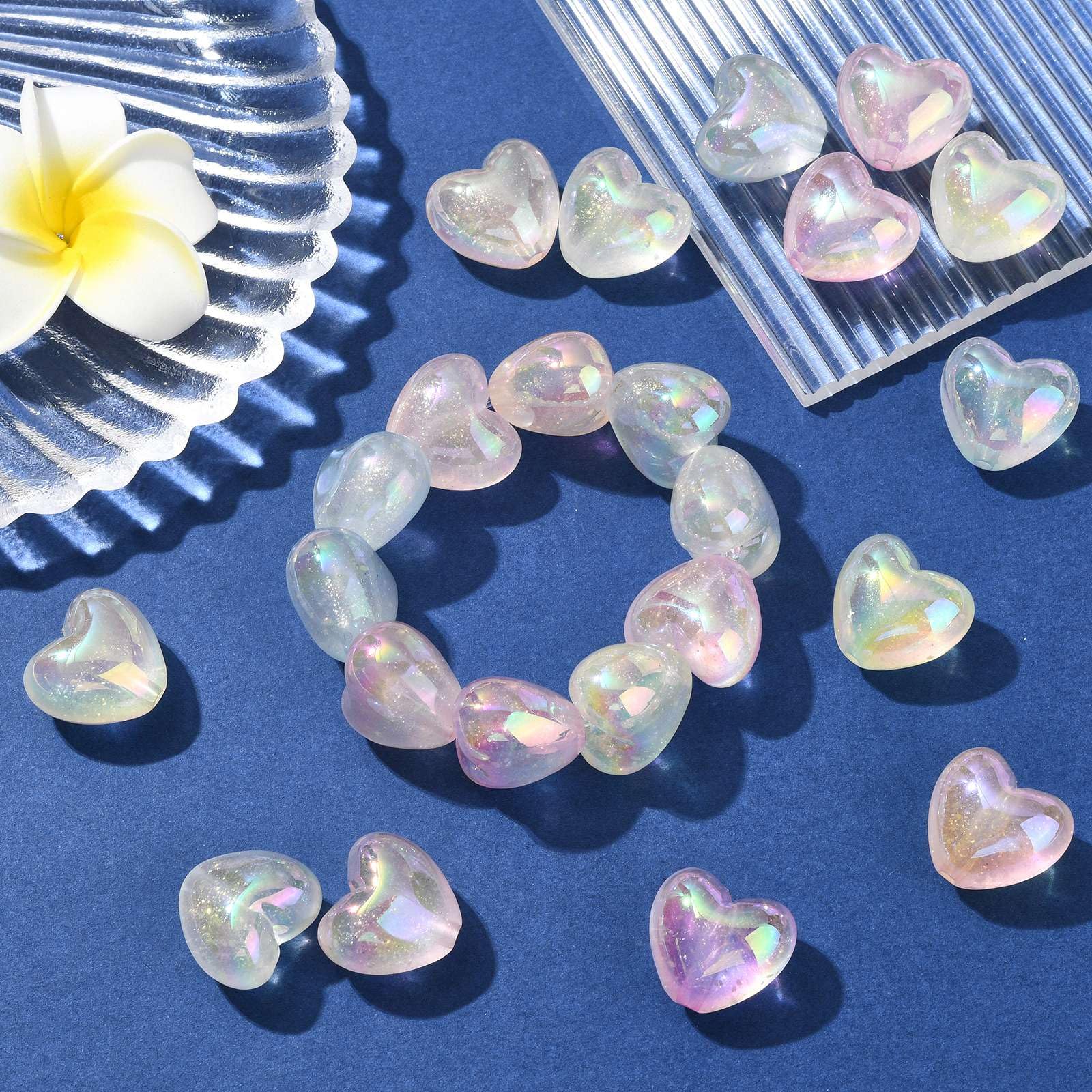 Airssory 200 Perline Cuore In Acrilico Trasparente – 7x8mm, Foro 2mm – Per Gioielli Fai Da Te, Collane, Bracciali, Orecchini E Decorazioni