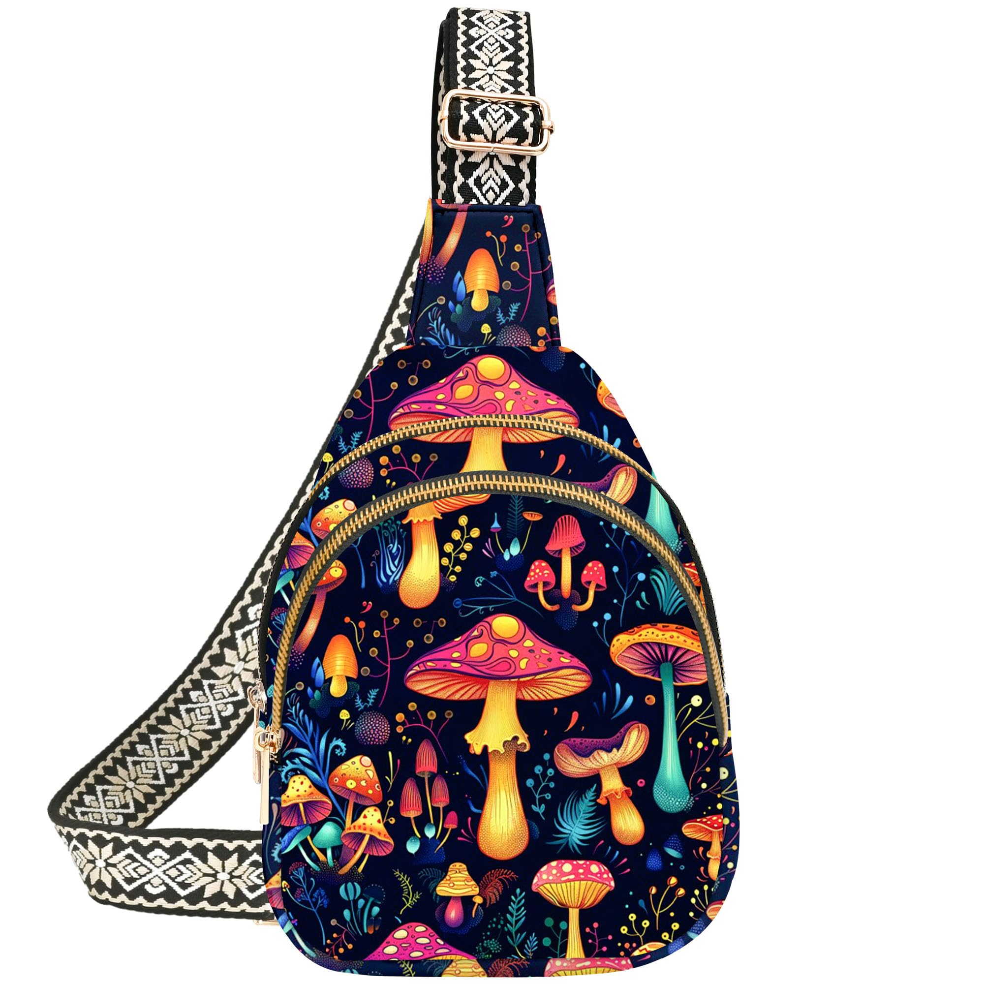 opshksog Mushroom Small Sling Bag for Women Leather Crossbody Bags Sling Backpack for Outdoor Travel