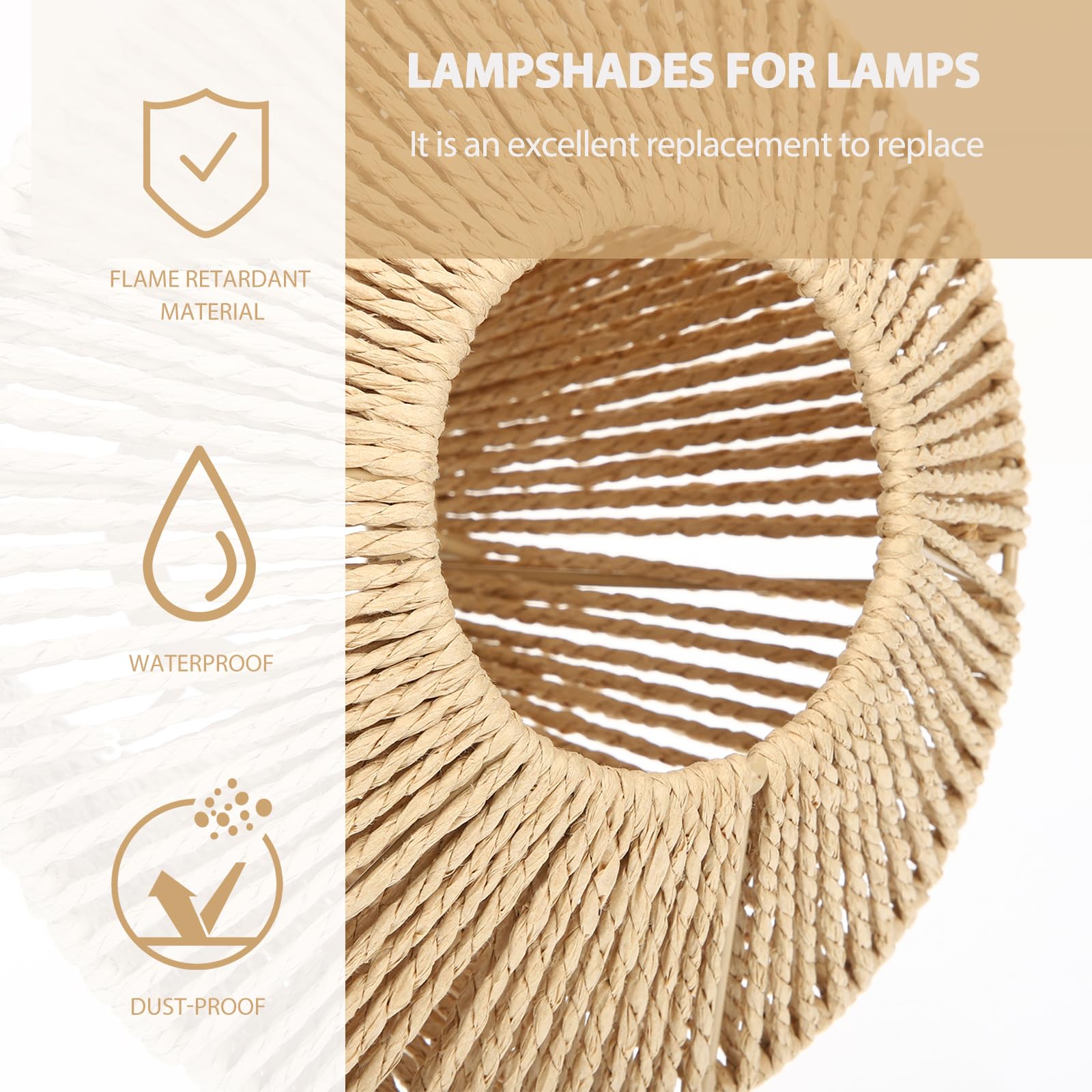 Mikikit Plafoniera I ntrecciata, Paralume Boho in Rattan Vimini Lampada Da Soffitto In Corda Di Paglia Naturale Con Paralume In Rattan Luce A Muro