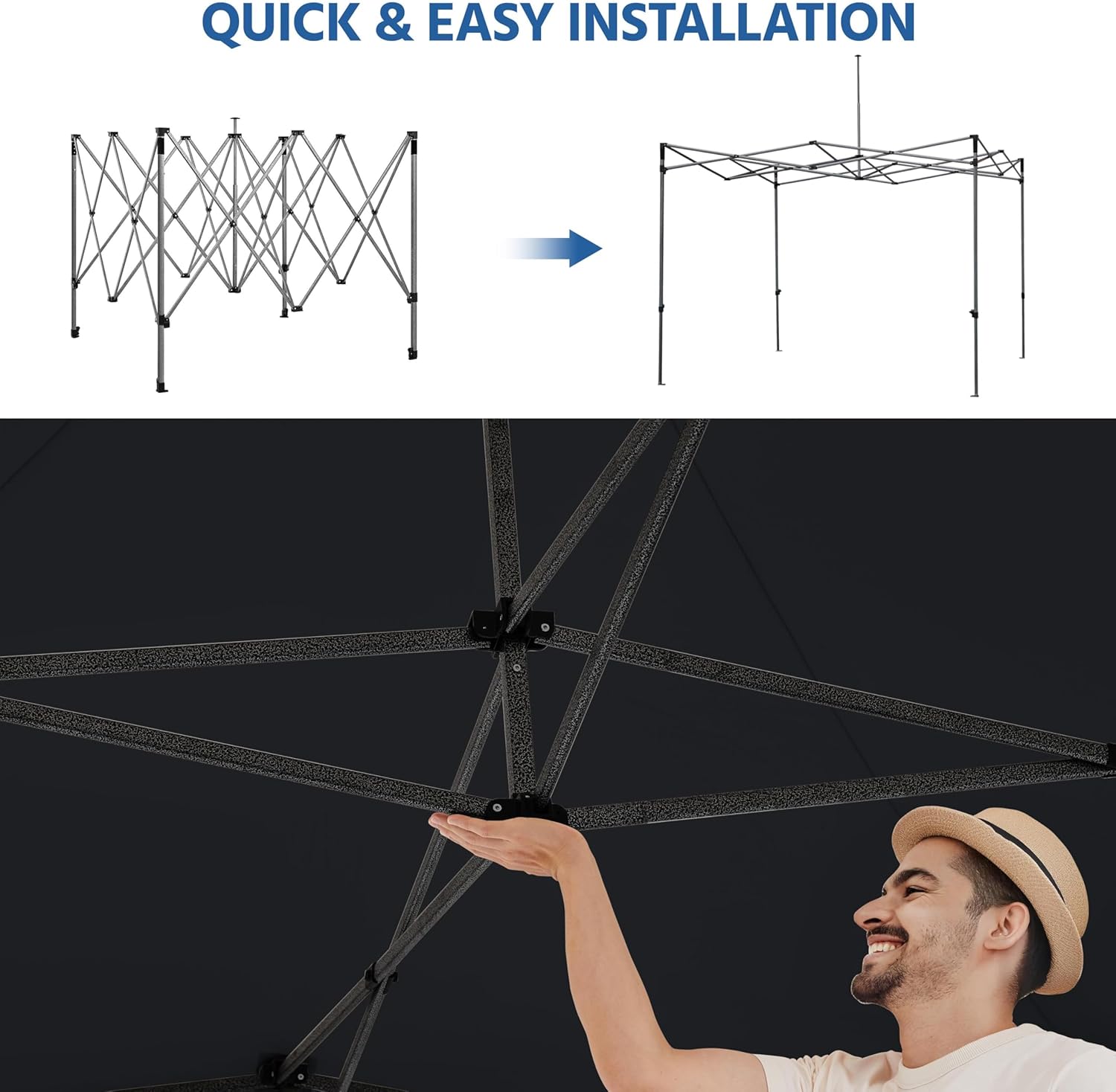 Canopy frame partially expanded