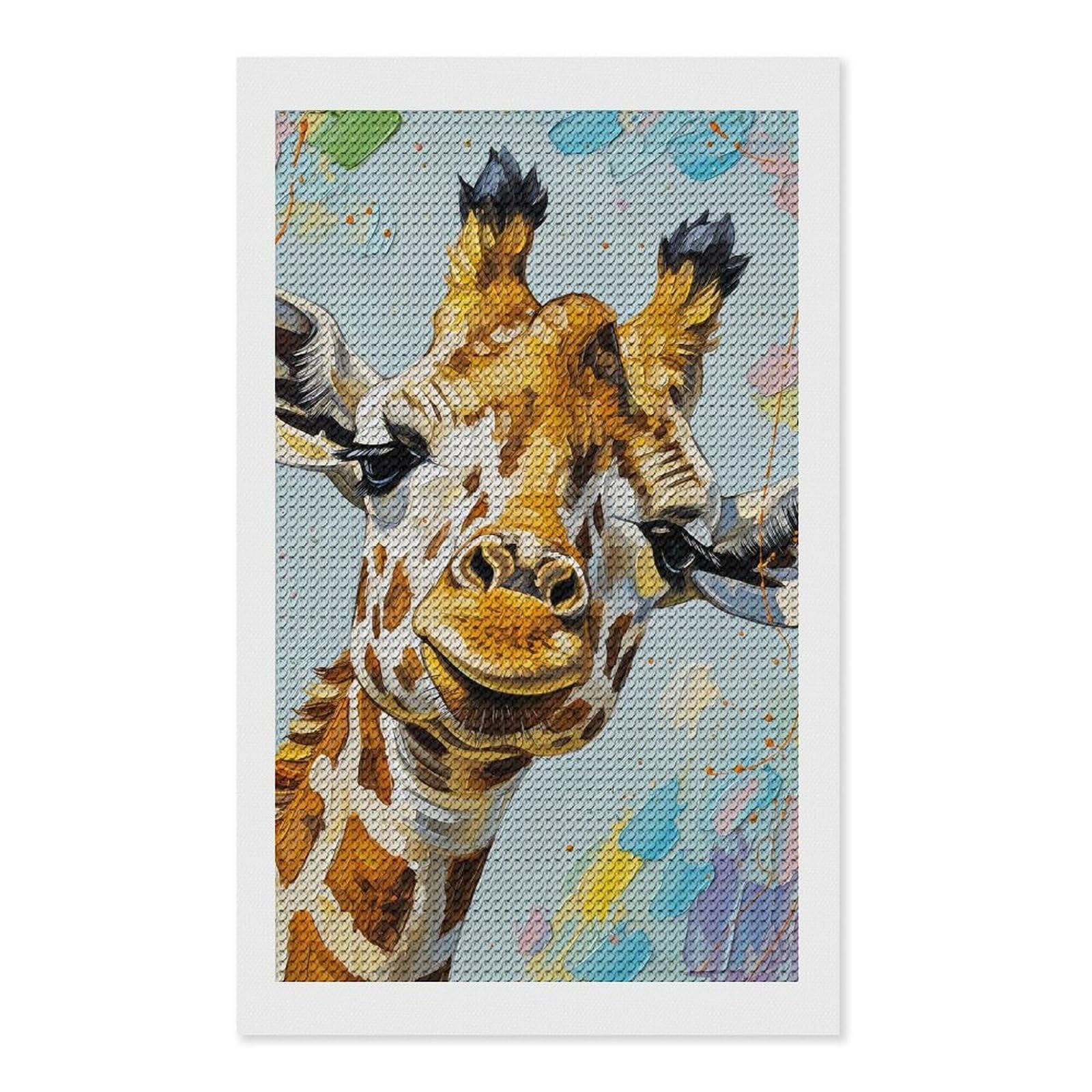 Junmoney Giraffe Portrait Painting Diamond Art Canvas 12"x20", for Teens, Nice Detail and Sparkle, Farmhouse Decor, Festive Craft Gift, Easy to Enjoy