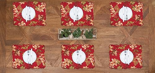 Miniatura 6 de C&F Home Sophia - Juego de 6 manteles individuales acolchados de algodón, reversibles, lavables a máquina, 6 bordes festoneados, enrejado marrón,