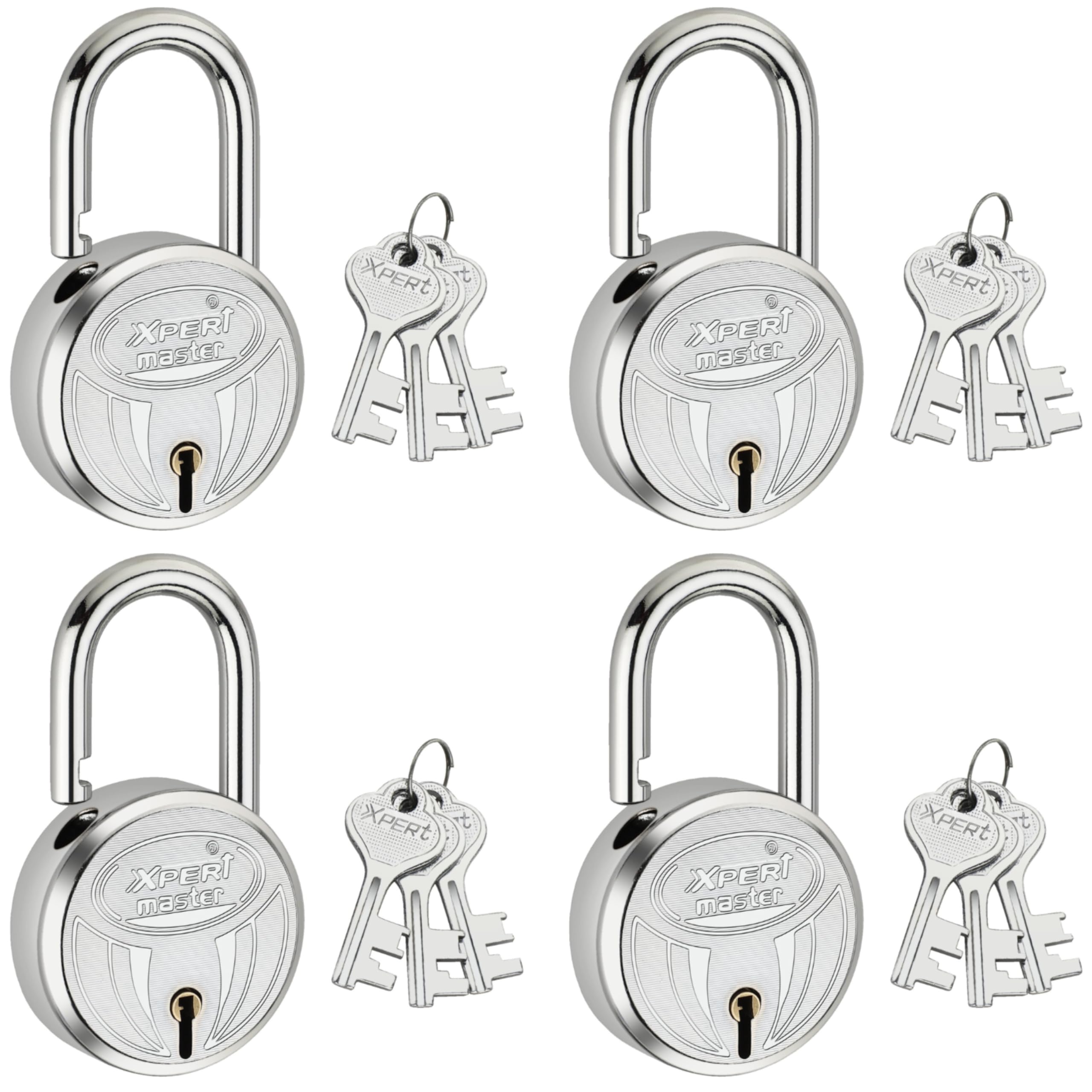 Xpert Master 40MM (Small Size) Padlock with 3 Keys Each, Pack of 4. Made of Stainless Steel, Locks for Home, Padlocks for Home Door. Small Lock and Key.-picture-29