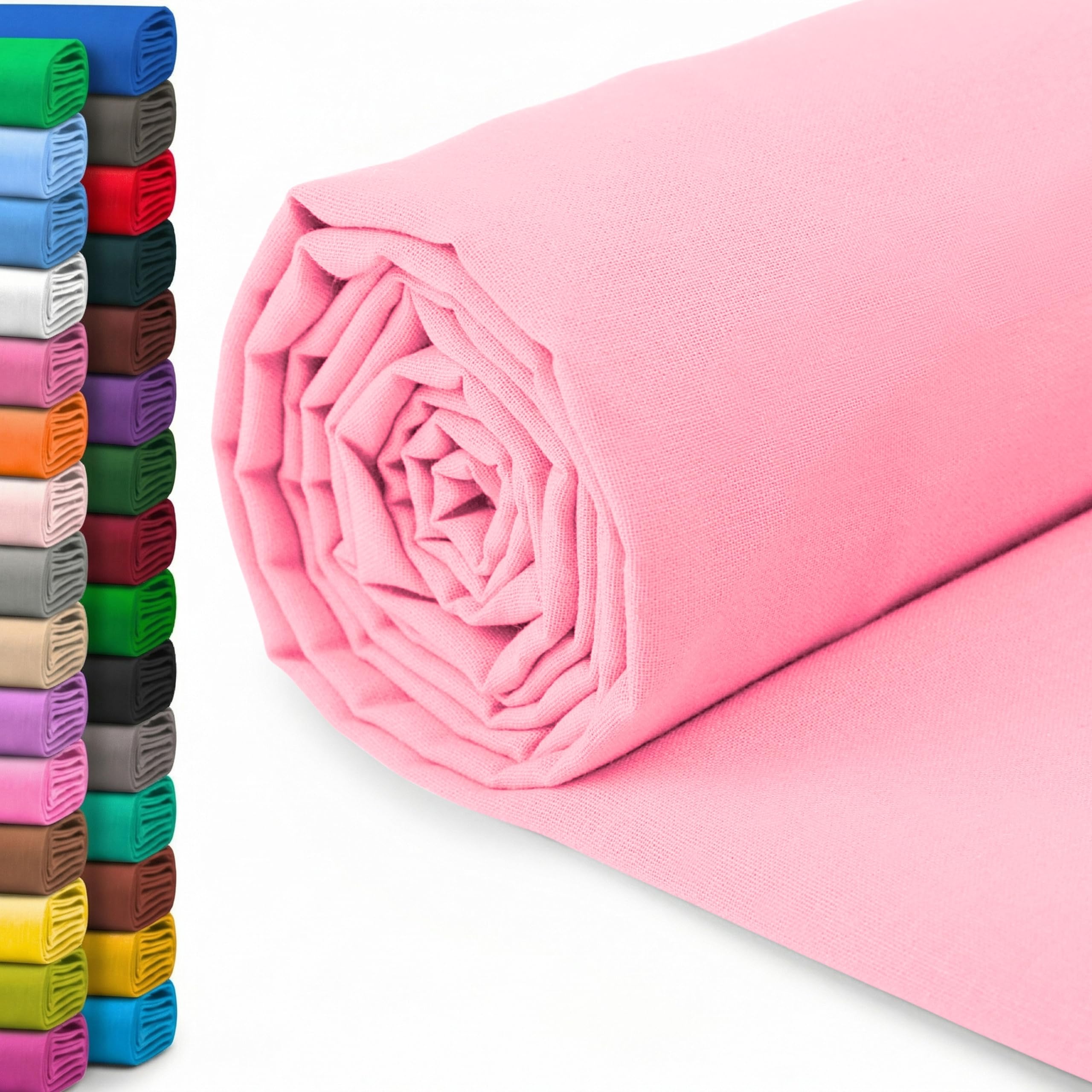A-Express 100% Cotton Fabric - 60 Inch 150cm Wide - Plain Cotton Fabric by The Metre - Ideal for Quilting, Sewing, Dressmaking, Curtain Linings, Totes, Bedding, Pillowcases - Light Pink 2 Metres
