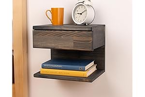 Floating Wall Mounted Nightstand Table for Bedroom, Handmade Storage Drawer Shelf