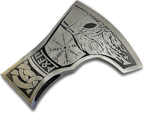 Cabeza de hacha de hacha solo hecha a mano con hacha vikinga Tomahawk, cabeza de hacha grabada, cabeza de acero al carbono para corte de madera,