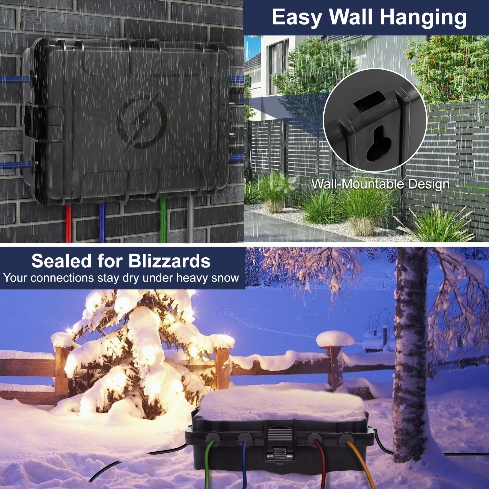 Large Outdoor Electrical Box IP54 Waterproof Black (12x9x5) — Amazon image 4