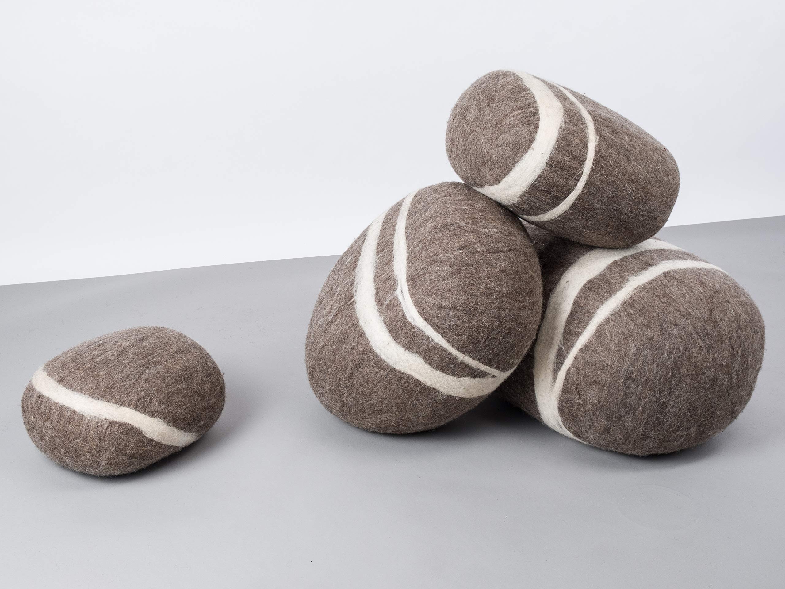 myfelt Alwin - Filz Kieselstein, Meditationskissen, Yogakissen, Dekokissen, Pouf, Hellbraun rund - Größe S