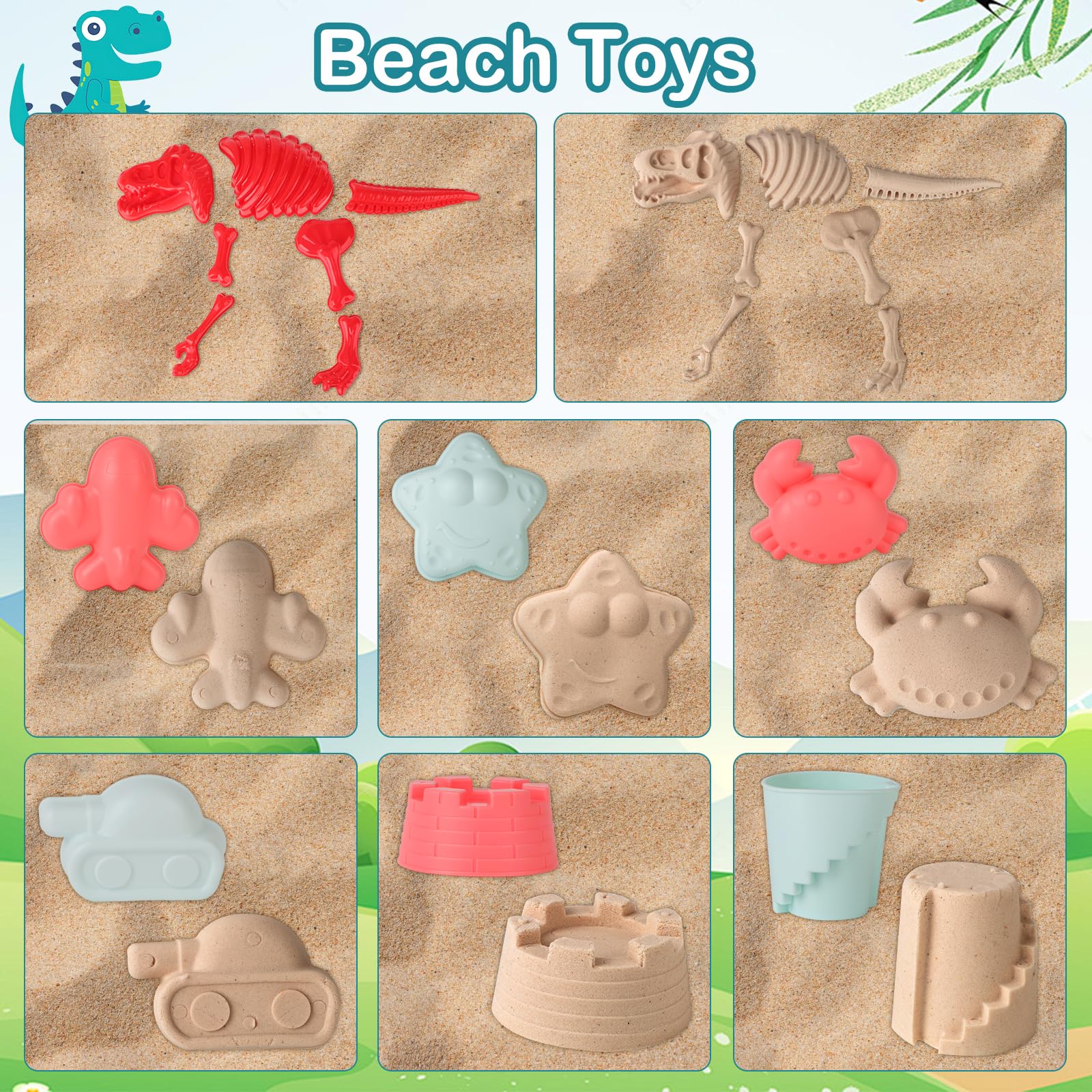 DeAO 21 PCS Jouets De Plage Pour Enfants, Set De Jouets De Sable Avec