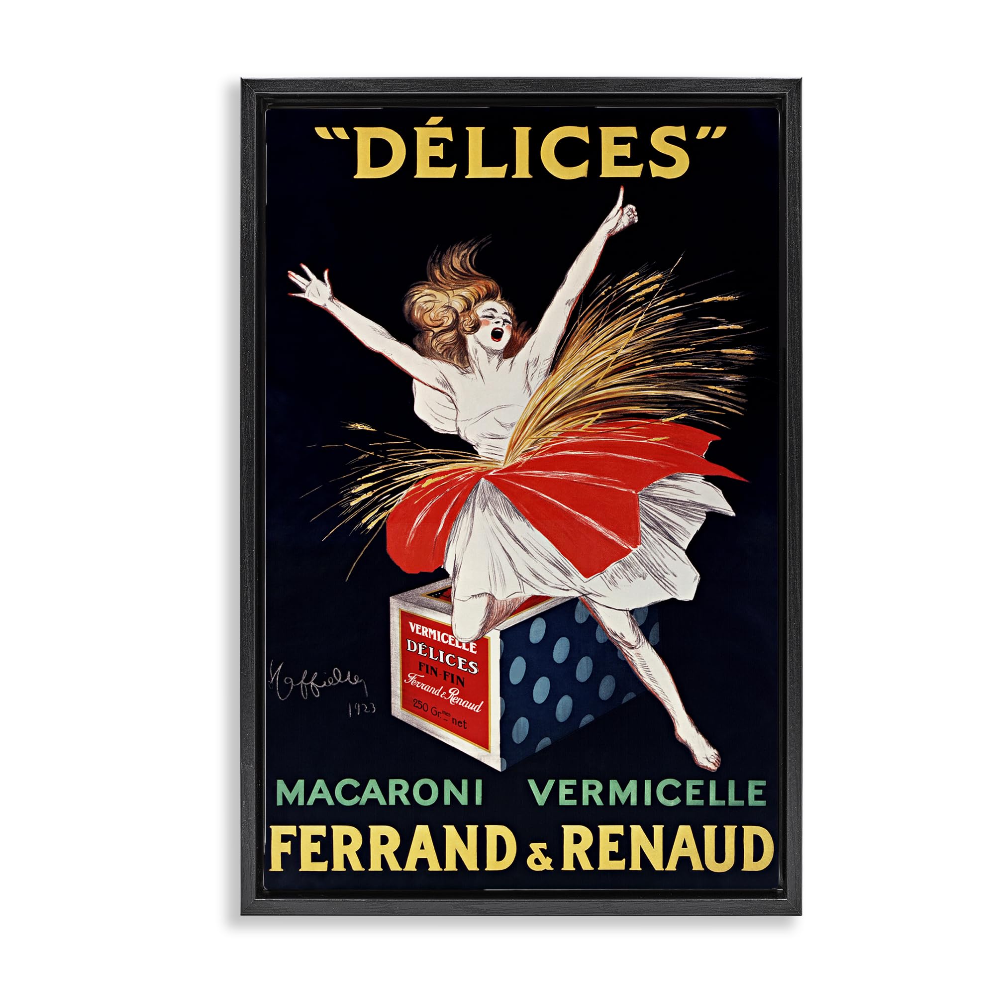 Stupell Industries Jet Black (Matte) 'Vintage Dancer Food Advertisement'| Floating Frame Canvas Art