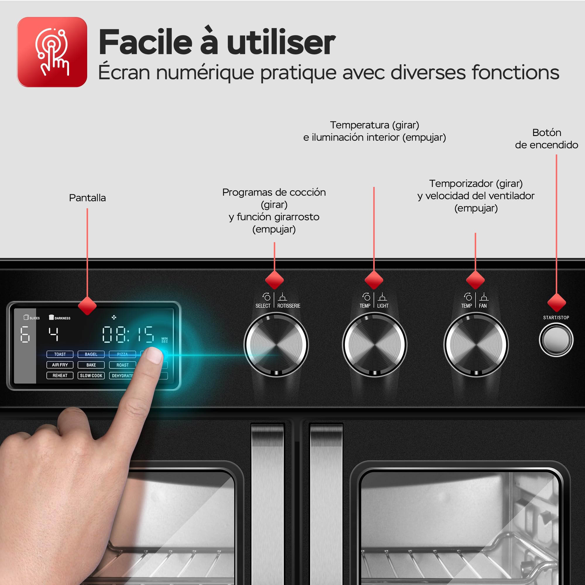 Turbotronic Mini Four,Four À Air Chaud 4 En 1 Et Friteuse À