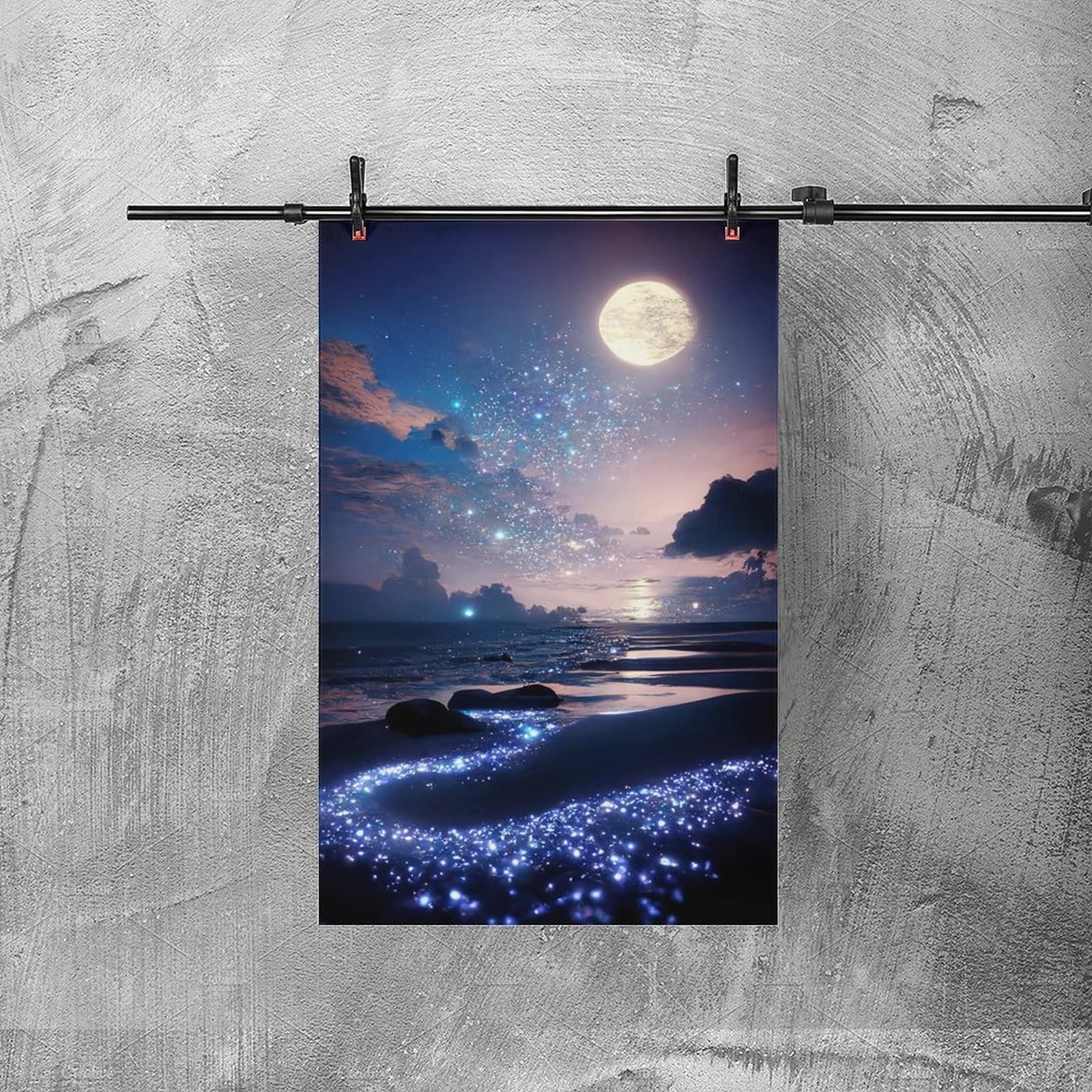 Amazon.co.jp: アートポスター「Starry Night」-月明かりに照らされた