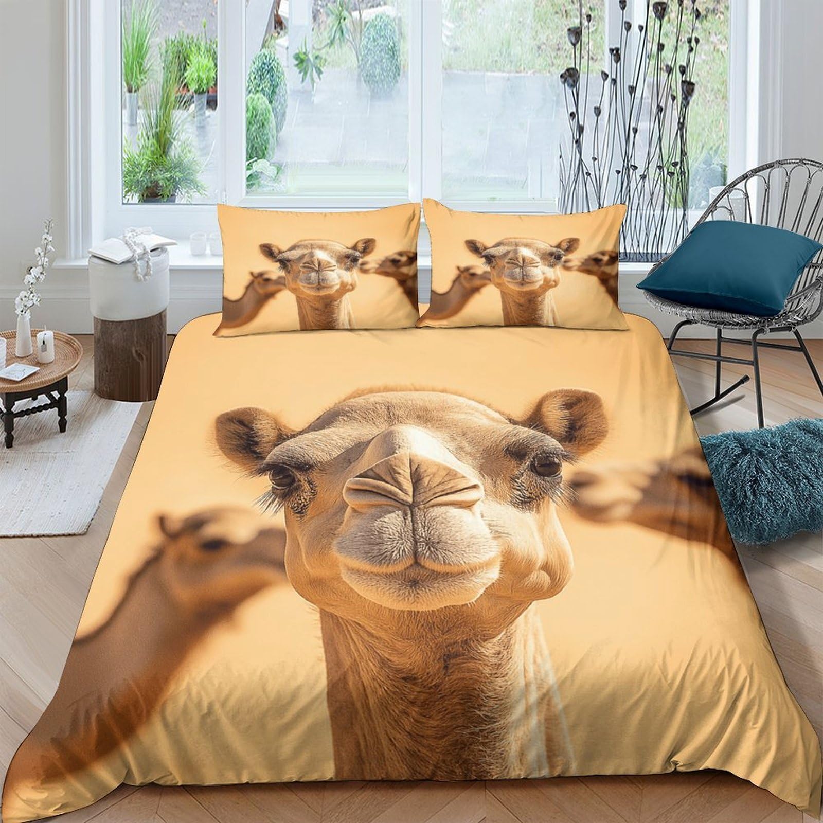 Ctjqhvkz Style-7 3D Printed Camel Smile Fitted Sheet Microfiber Soft Anti-Slip Cartoon Bed Cover For Bedroom Guest Room Mattress Protection Single（135X200cm）