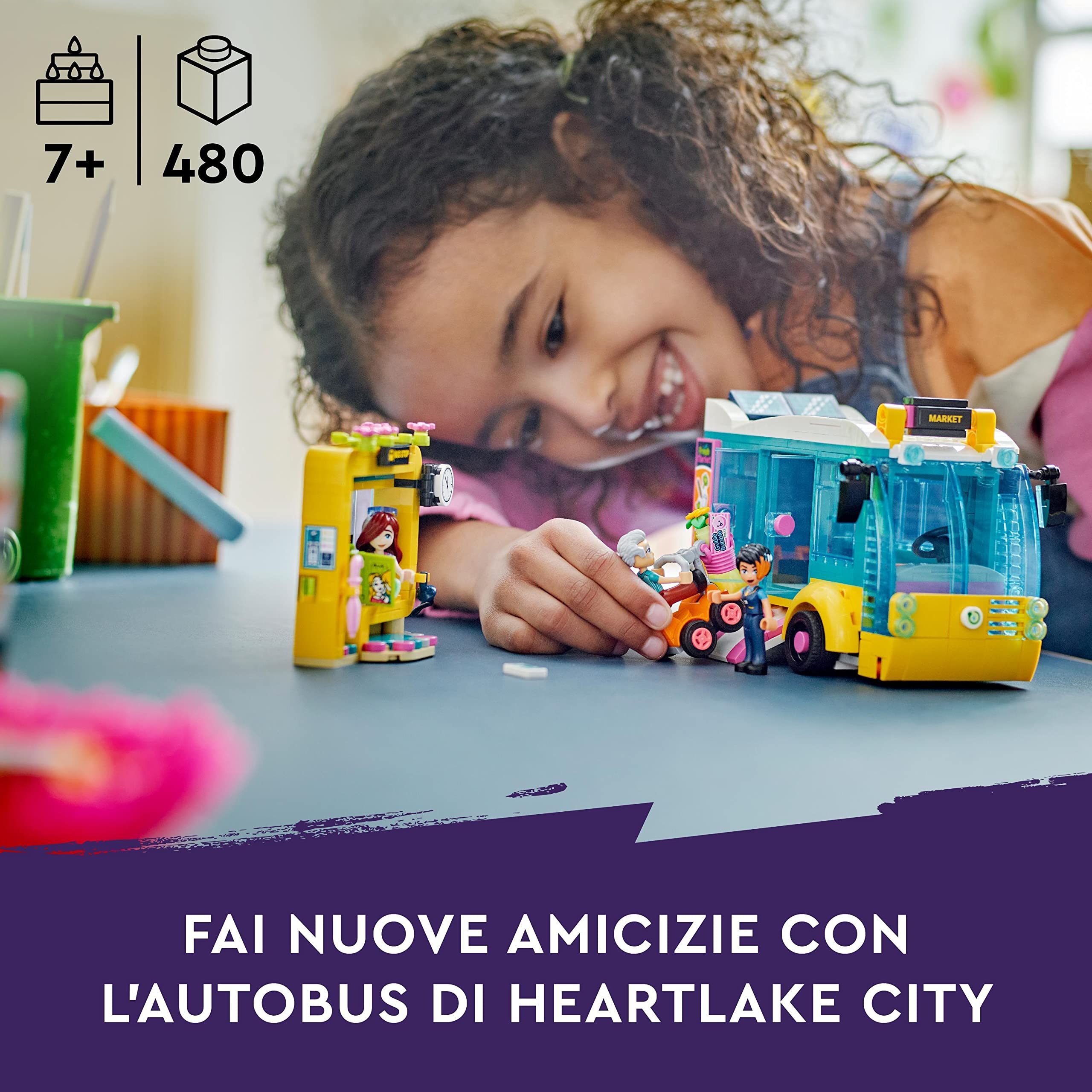 LEGO Friends L’Autobus di Heartlake City, Bus Giocattolo per Bambini e Bambine dai 7 Anni, Veicolo dell'Amicizia con Mini Bambolina Paisley, Idea Regalo, Esclusiva Amazon 41759