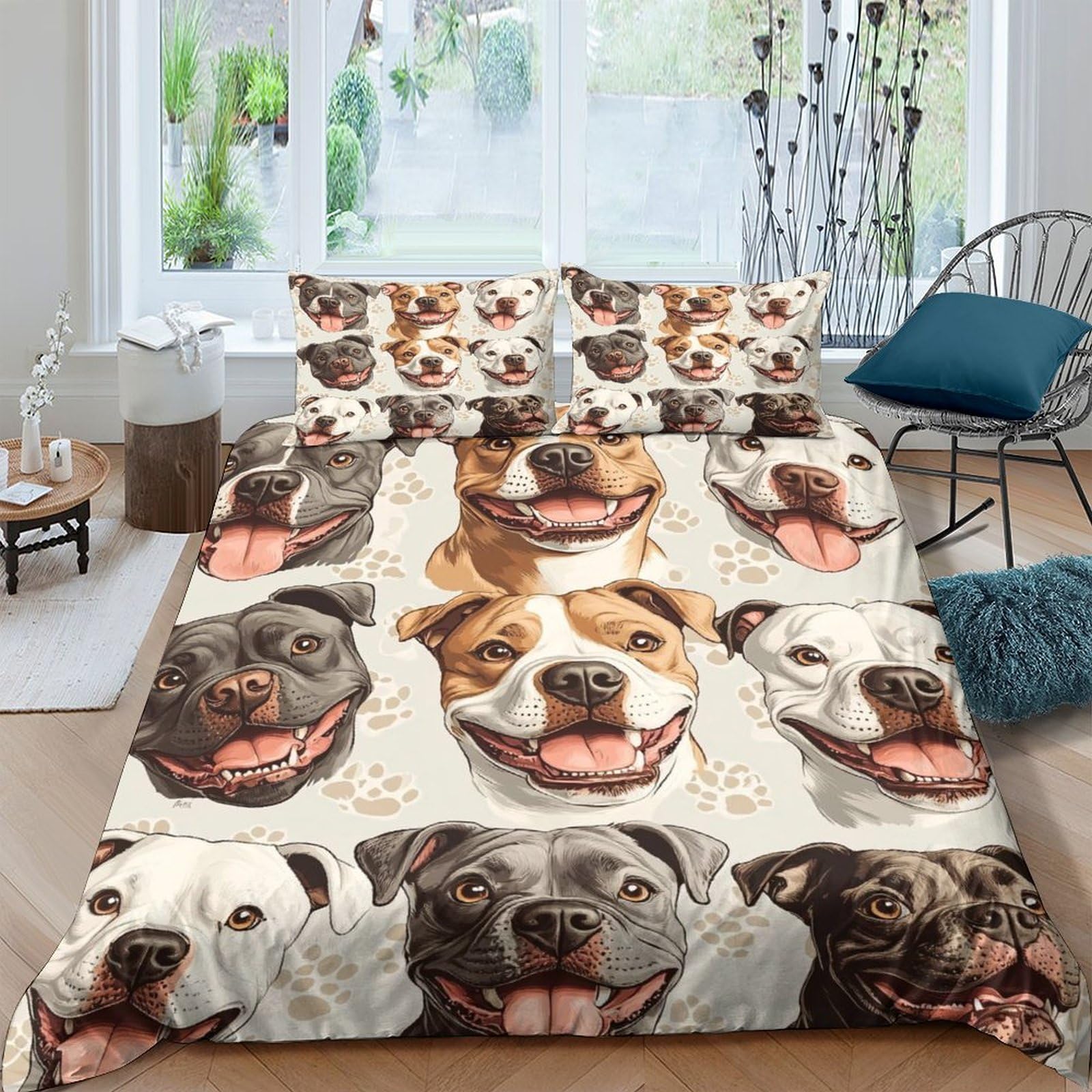 Ctjqhvkz Style-5 3D Printed Smiling Dog Faces Fitted Sheet Microfiber Soft Anti-Slip Pet Portrait Bed Cover For Bedroom Guest Room Decor Single（135X200cm）