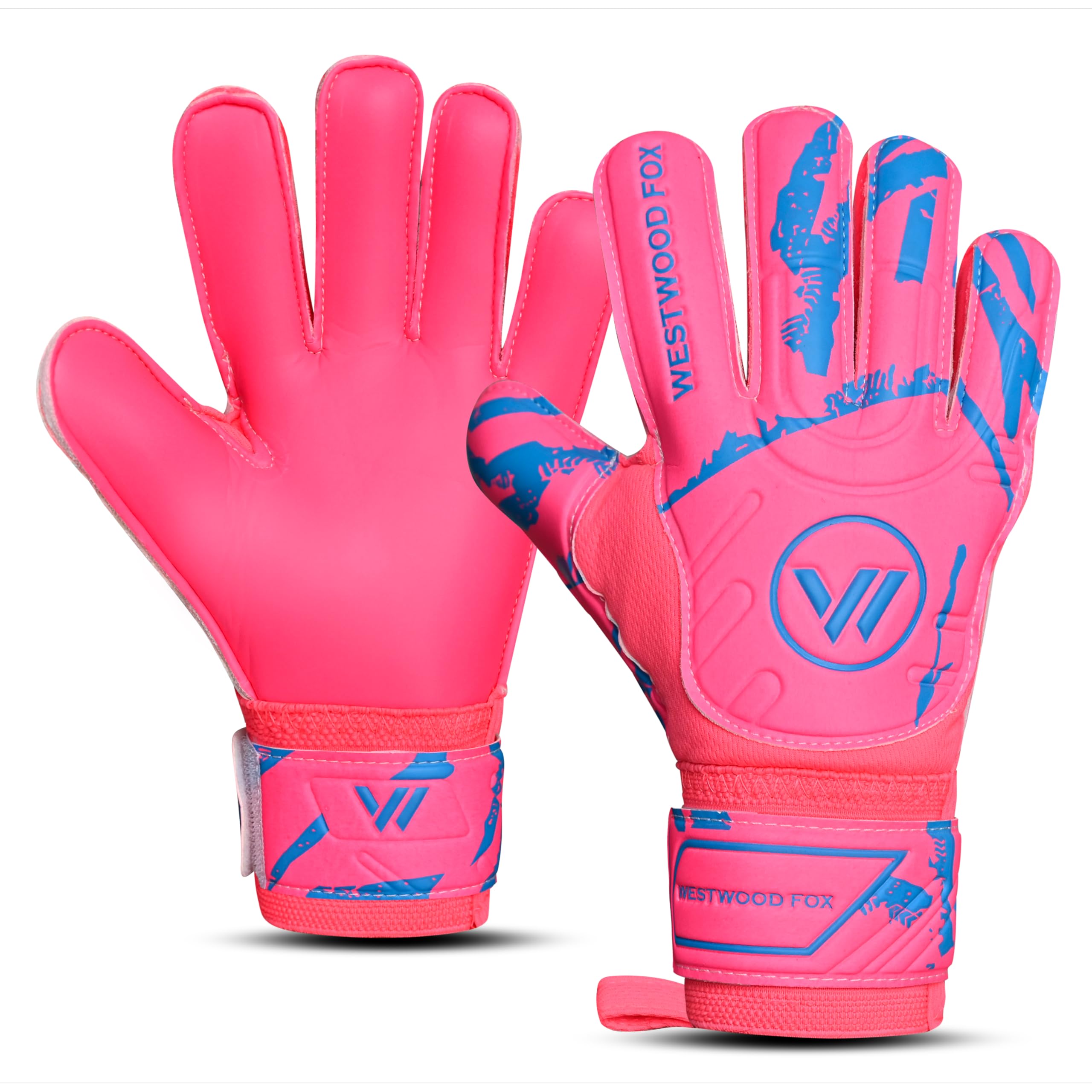 WESTWOOD FOX Goalkeeper Goalie Gloves,Finger Protection Soccer Goalie Gloves for Kids,Youth,Adults,Heavy Grip Palm Dumbo Latex 4+3 mm,Wrist Support