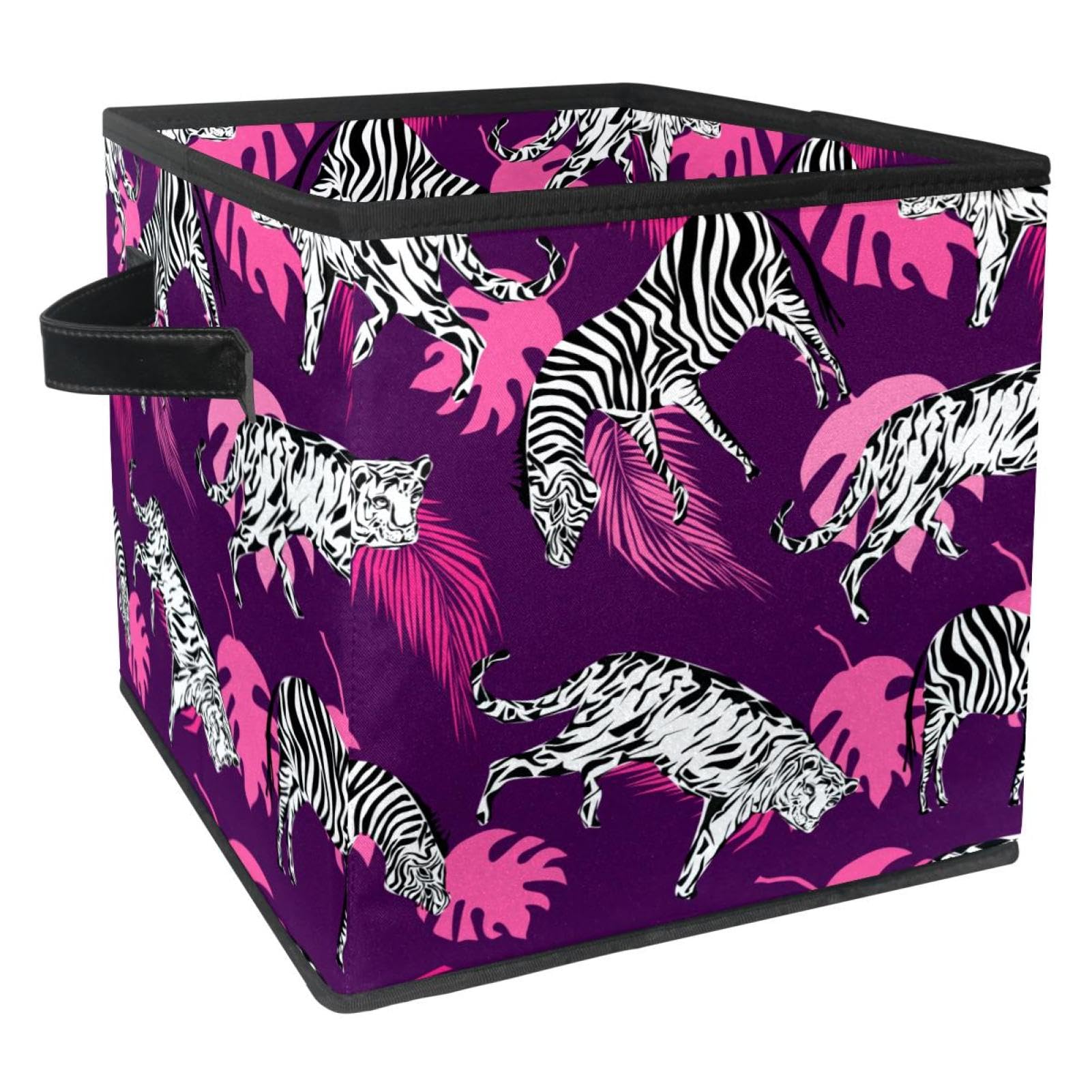 Boîte de rangement pliable motif zèbre pour organiser les jouets dans la chambre
