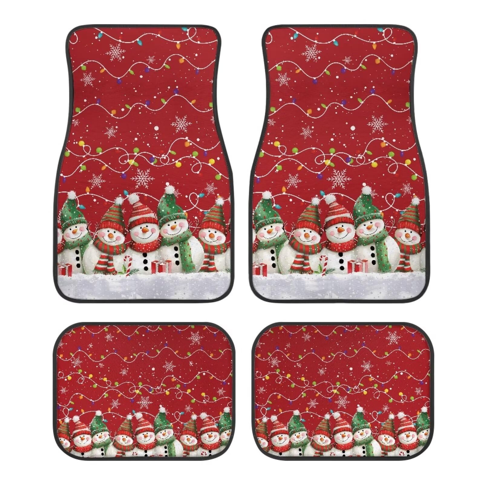Tomeusey Car Floor Mats Carpet for Most Vehicle Snowman Snowflake All Weather Floor Protector Christmas Decorations Car Accessories — view 2