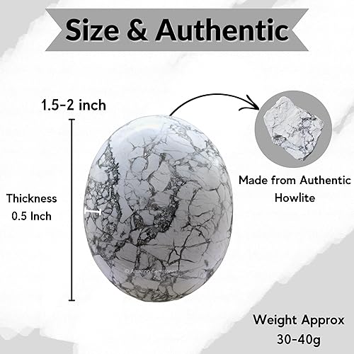 Miniatura 3 de Amazing Gemstone Cristales de Howlita y Piedras Curativas - Cristales de Piedra de Palma Grandes Piedra - Cristal para Buena Suerte, Energía