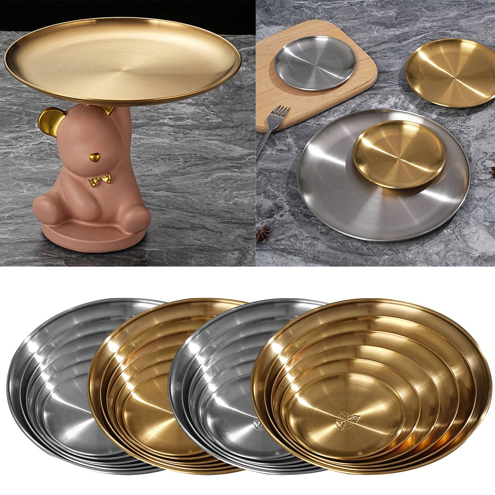 Piatti Portata Acciaio Inox - 6 Pezzi | Rotondi, Lavabili In Lavastoviglie | Per Snack E BBQ - Foto 5