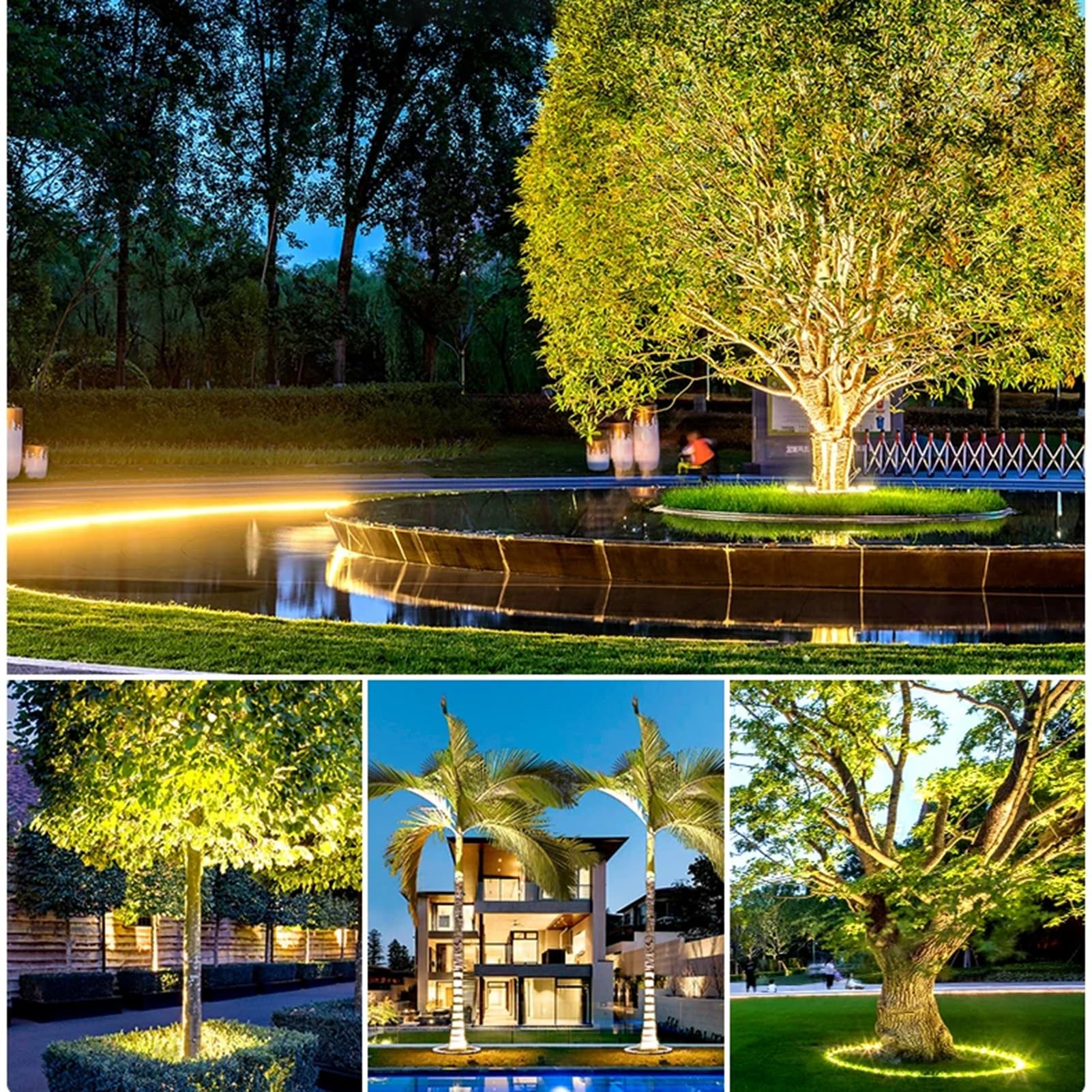 Luz De Anillo De Árbol LED De 24 V CC Con Transformador, Iluminación De Árboles Al Aire Libre A Prueba De Agua IP65, Foco De Bajo Voltaje Para Luz De Paisaje(Cool White,7 lights)