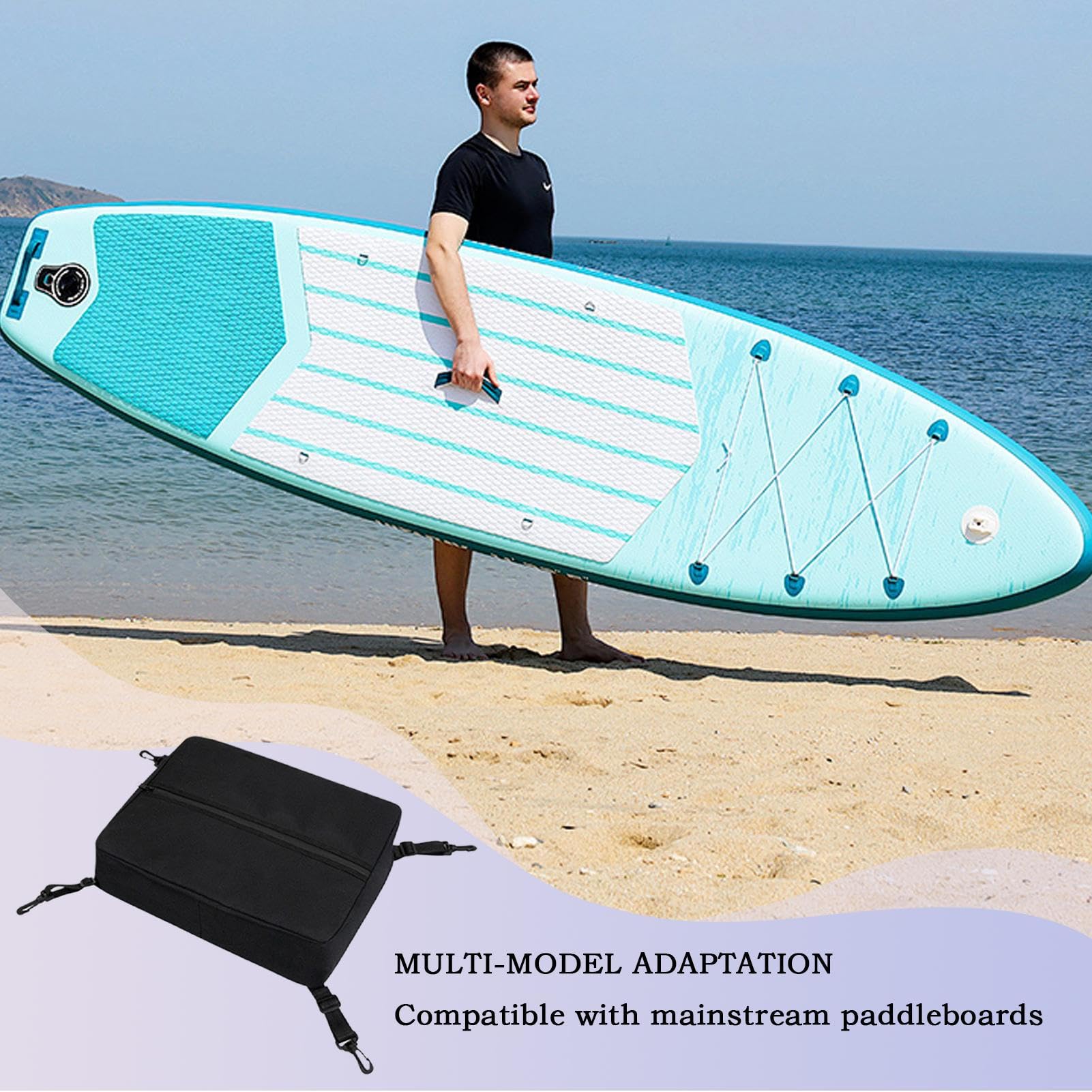 Paddle Board Deck Bag, Surfboard Storage Mesh Pouch, Zippered Stand Up Paddleboard Accessory, Waterproof and Lightweight Gear Organizer for Kayaking, Outdoor Adventures