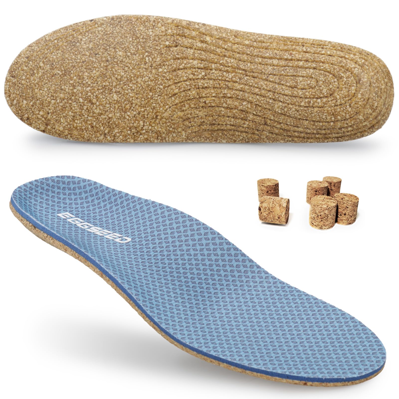 Plantar Fasciitis Insoles, Arch Support Soft Breathable Cork Orthotic Shoe Inserts for He…