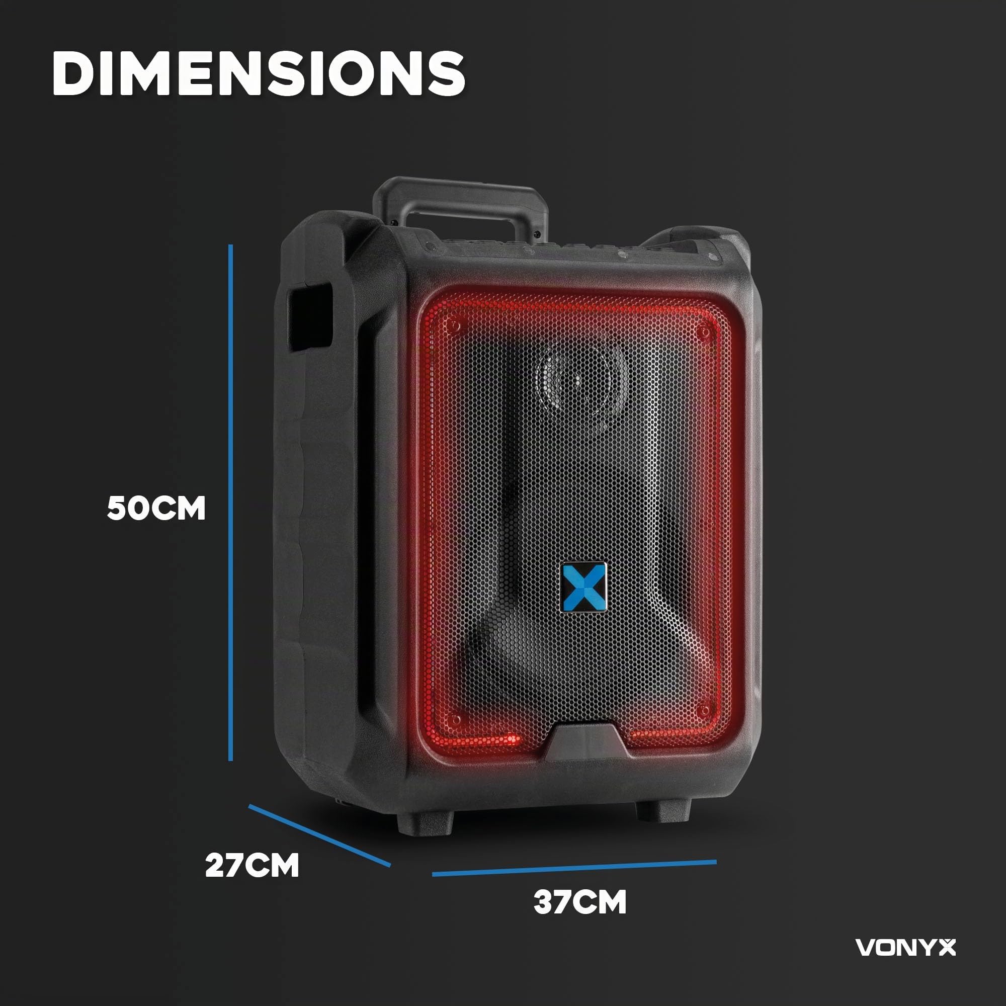 Vonyx SPLASH300 Enceinte Sono Portable Étanche - 200 Watts, Bluetooth 5.0, Batterie Intégrée, Résistante aux Intempéries, Éclairage LED, Poignée, Idéale pour Vos Soirées Plages, Piscines