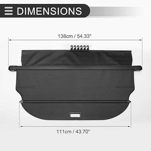 Miniatura 7 de Motoforti Cubierta retráctil para maletero de automóvil para Toyota RAV4 2013-2018, estante de cajuela trasera, equipaje, cubierta de seguridad,