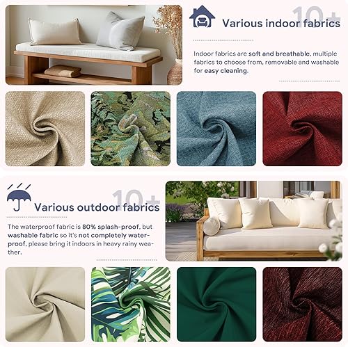 Miniatura 2 de Cojín de banco, cojines de banco personalizados para muebles de exterior, doble tubería, impermeable, cojín de asiento de banco de patio, cojín de