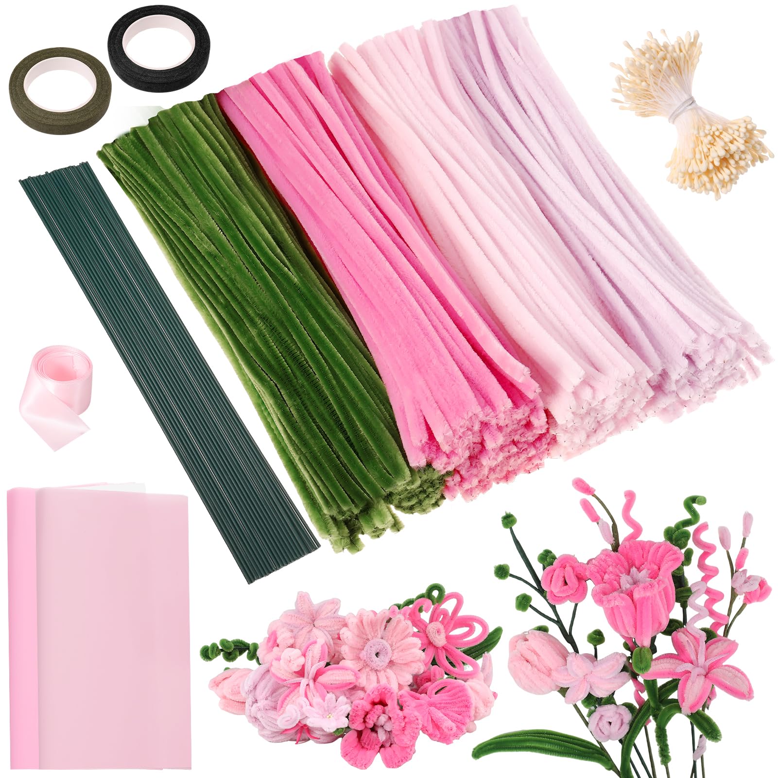 saerryor 400Pcs Pipe Cleaners for Craft Flowers
