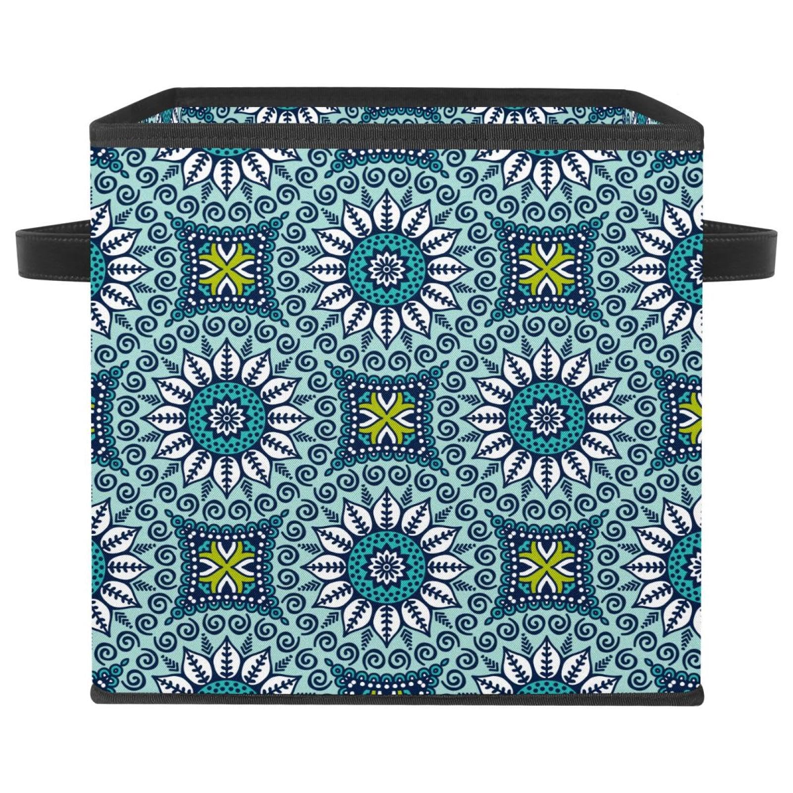 Boîte de rangement pliable bleu bohème pour placard et chambre
