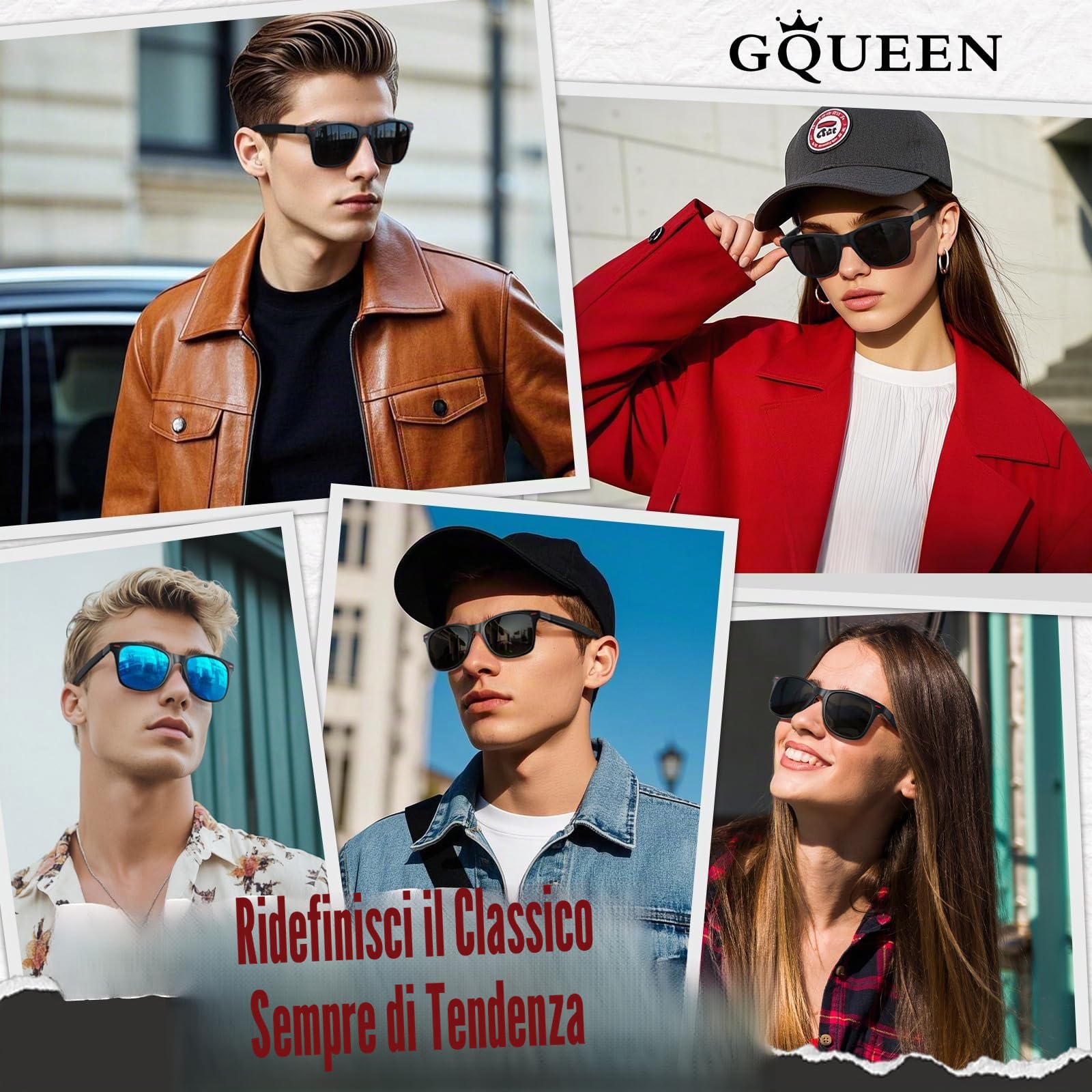 GQUEEN Occhiali da Sole da Uomo Donna Polarizzati Classici TR90 Leggeri 100% Protezione UV400 per Guidare la Pesca MO90