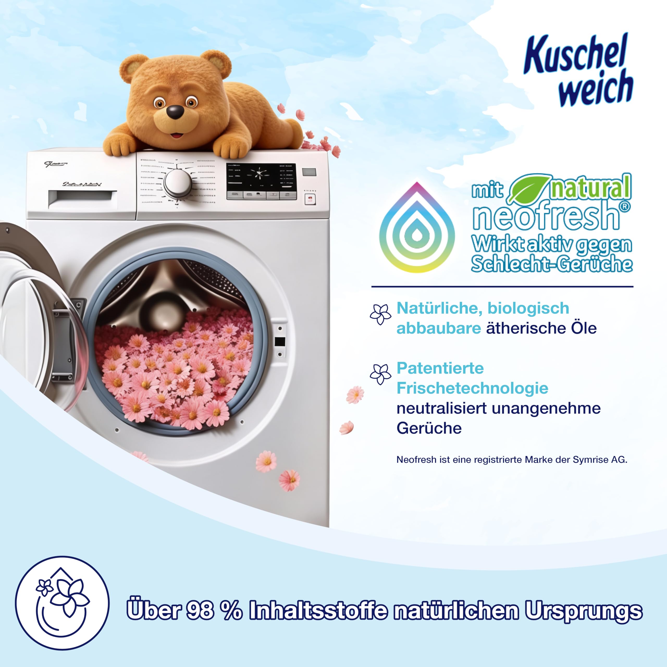 Kuschelweich Weichspüler - 12 x 1 l für je 38 Wäschen, kuschlig-weich - hautverträglich, mikroplastikfrei - Frischetraum